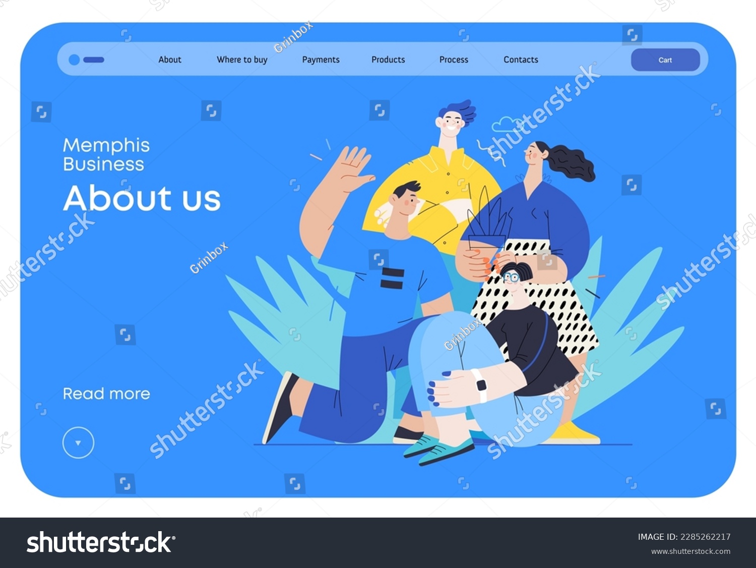 SVG of Memphis business illustration - our team, header. Flat style modern outlined vector concept illustration. Group of people, creaw, standing together. Corporate teamwork business metaphor. svg