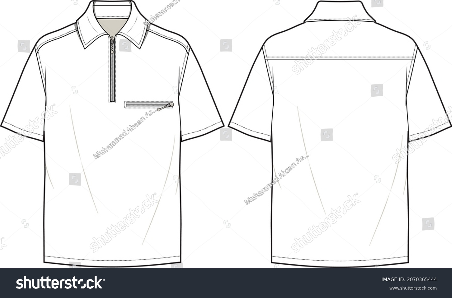 Men Boys Buttos Zip Shirts Vector Stock Vector (Royalty Free) 2070365444