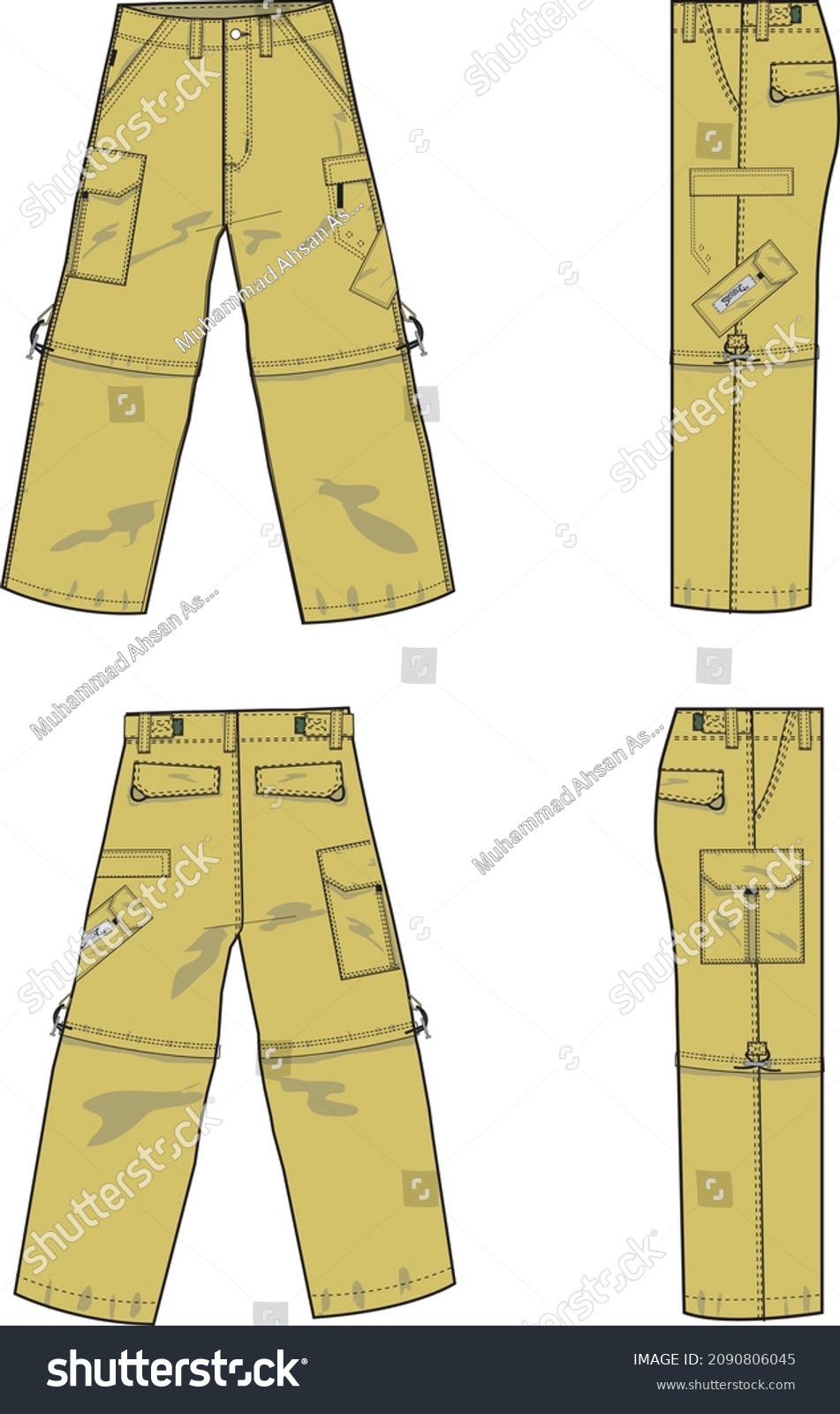 Men Boys Wear Cargo Bottoms Front Stock Vector (Royalty Free) 2090806045