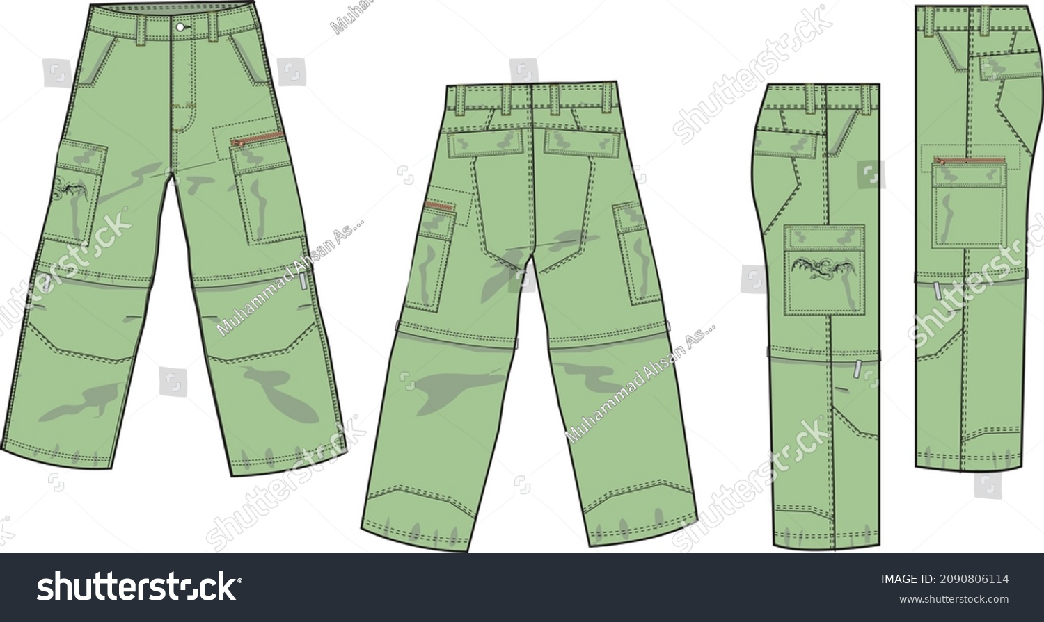 Men Boys Wear Cargo Bottoms Front Stock Vector (Royalty Free ...