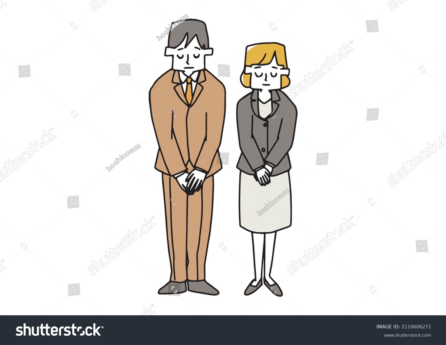 Men Women Suits Bowing Comical Handwritten Stock Vector (Royalty Free ...