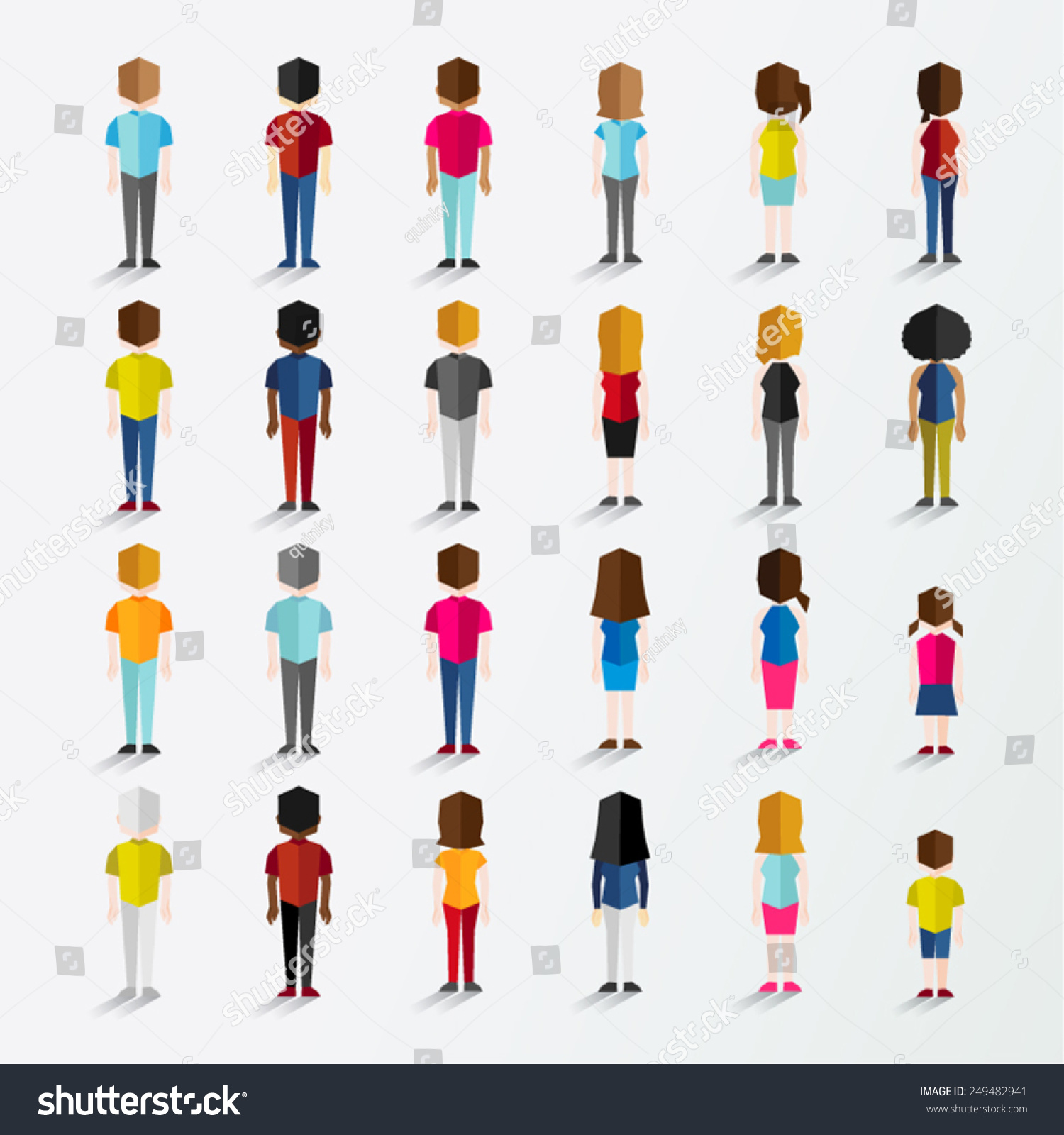 Men Women People Back Standing View Stock Vector (Royalty Free