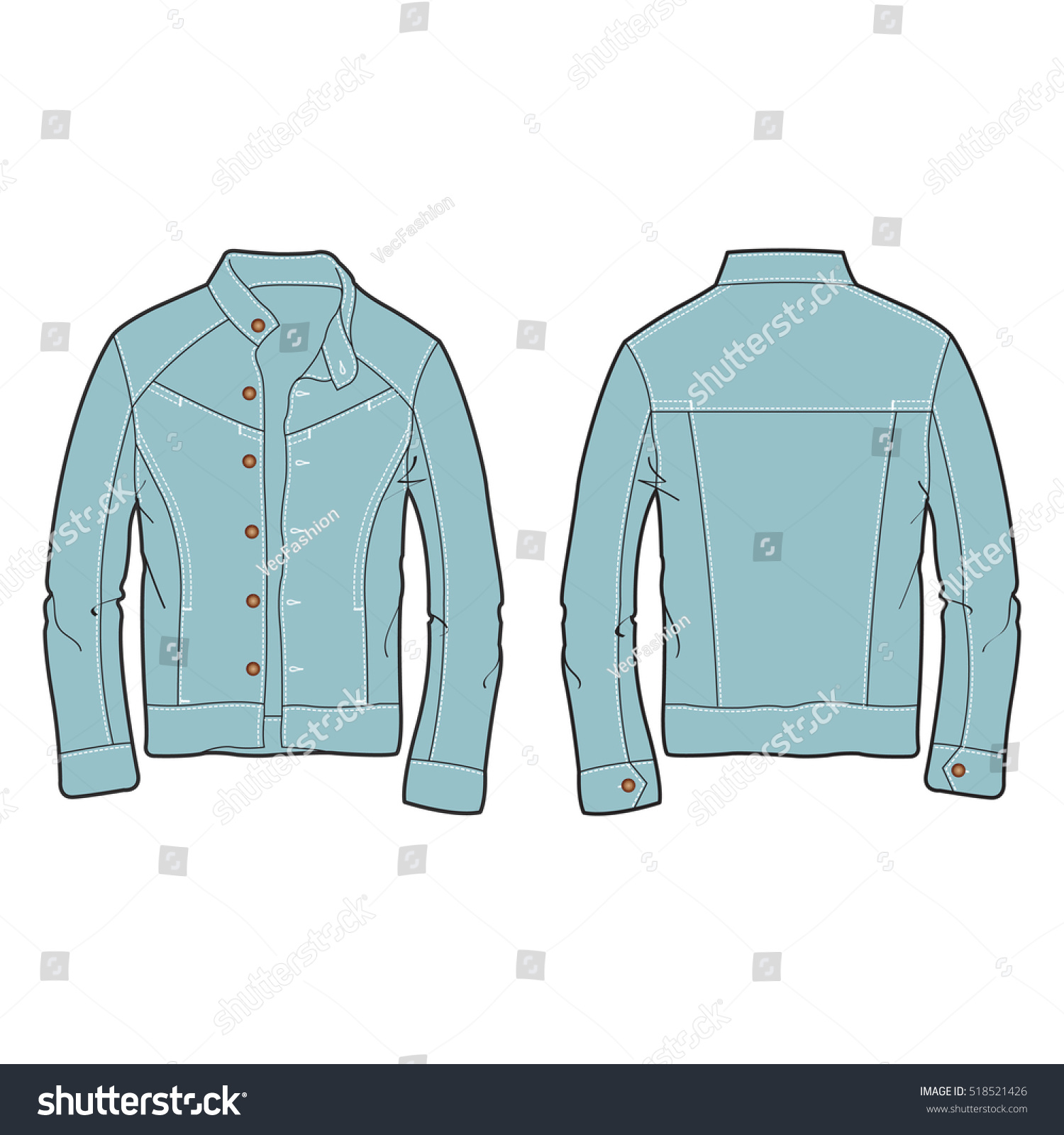 stock vector men denim jacket template 518521426