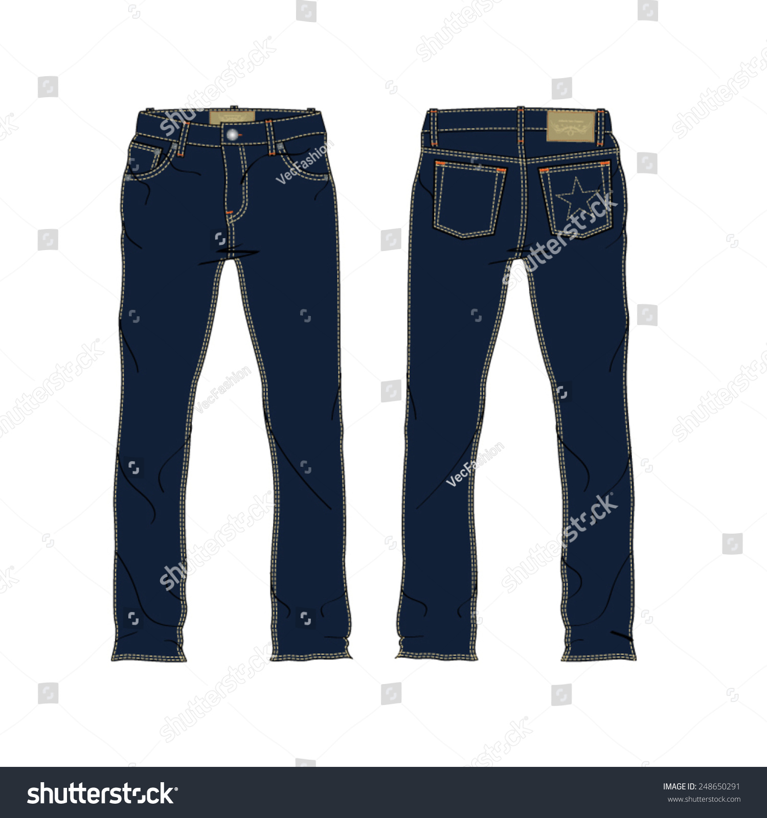 Men Denim Jeans Vector Template - 248650291 : Shutterstock