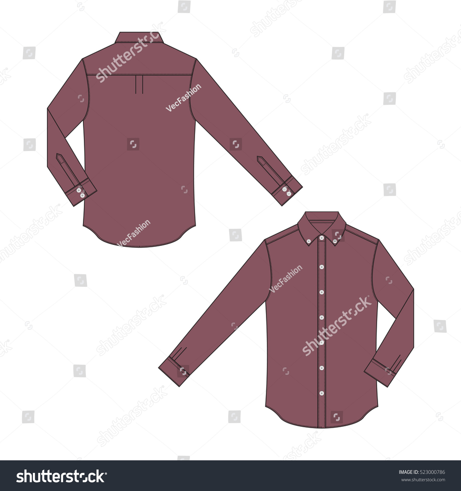Men Dress Shirt Template Stock Vector (Royalty Free) 523000786 ...
