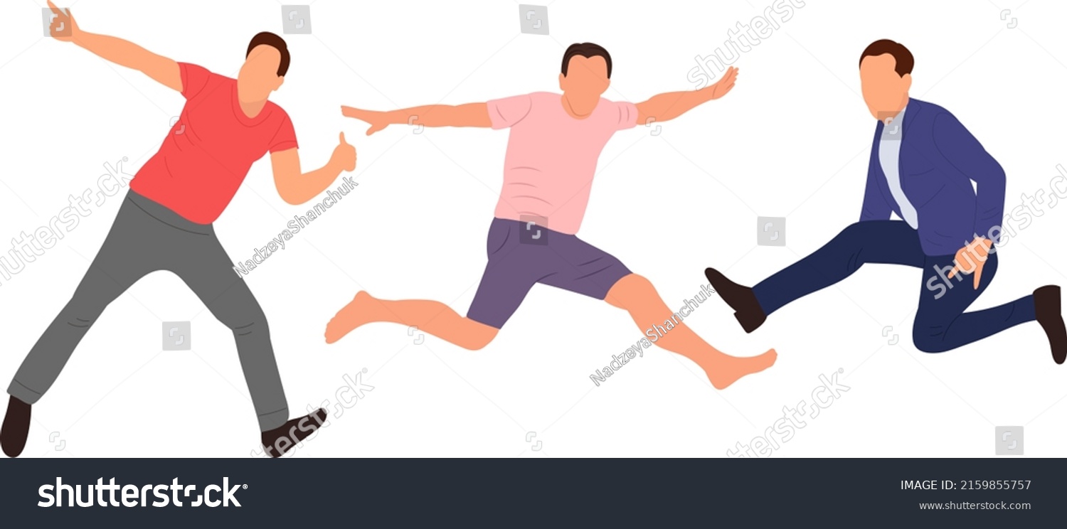 Men Jumping Flat Design Isolated Vector Stock Vector (Royalty Free ...