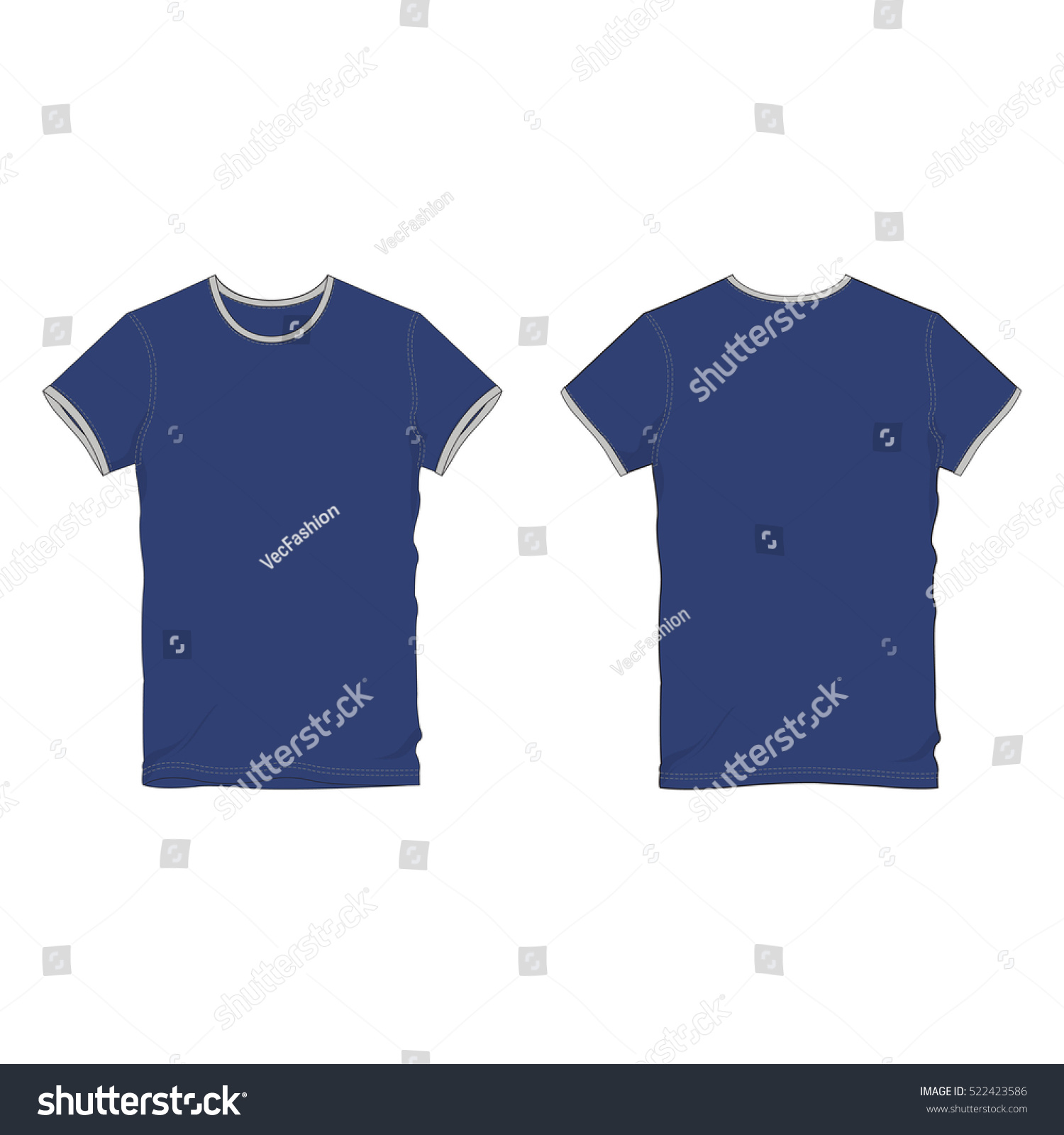 Men Round Neck Ringer Tee Vector Stock 