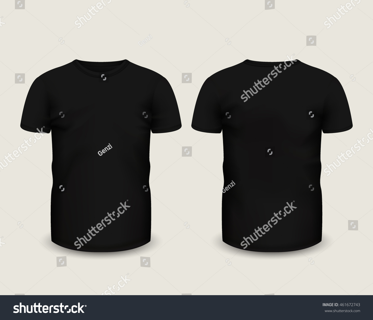 Mens Black Tshirt Short Sleeve Front Stock Vector (Royalty Free ...