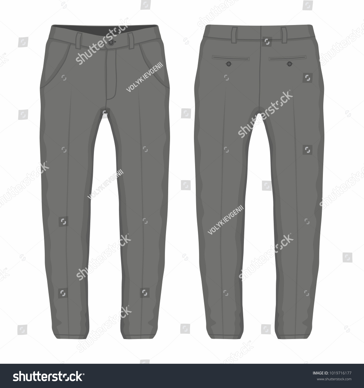 Mens Black Trousers Front Back Views Stock Vector (Royalty Free) 1019716177