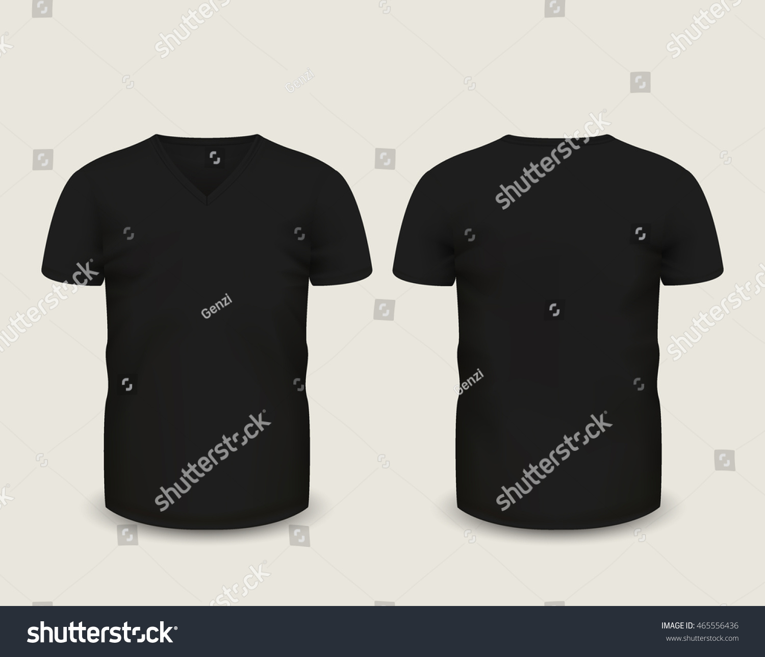 Mens Black Vneck Tshirt Short Sleeve Stock Vector (Royalty Free) 465556436