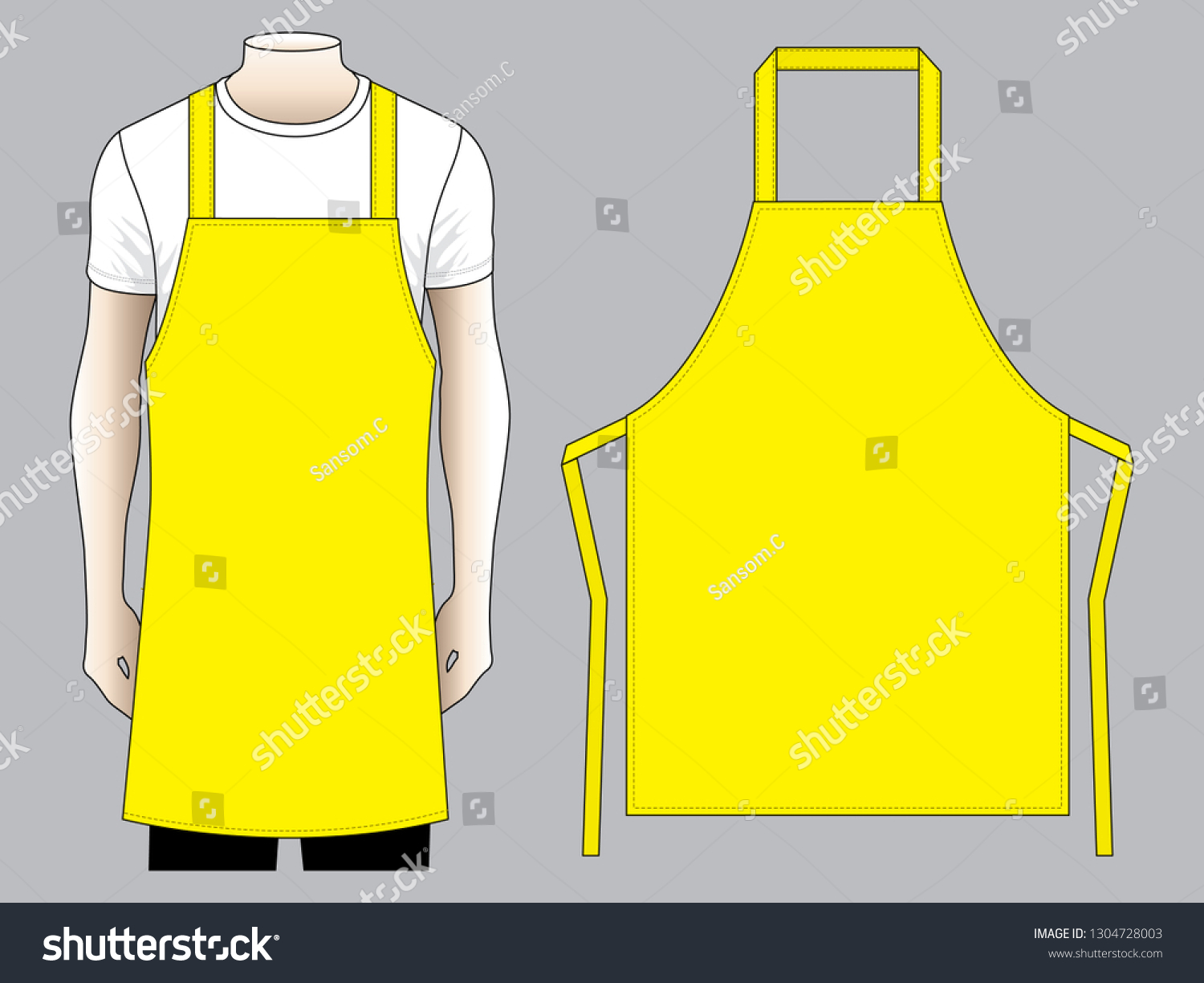 Mens Blank Yellow Apron Pattern Template Stock Vector (Royalty Free ...