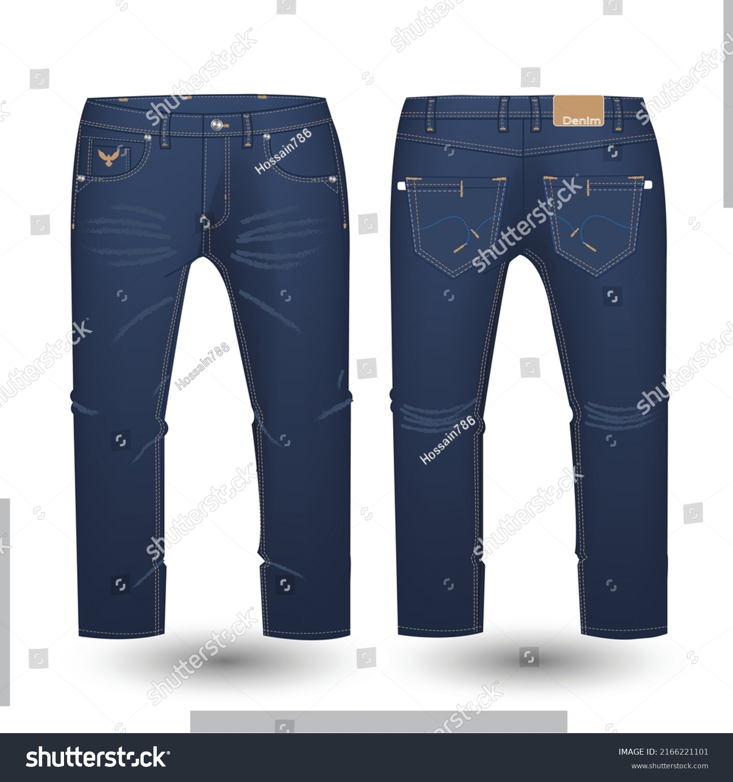 Mens Denim Long Pant Fashion Flat Stock Vector (Royalty Free ...