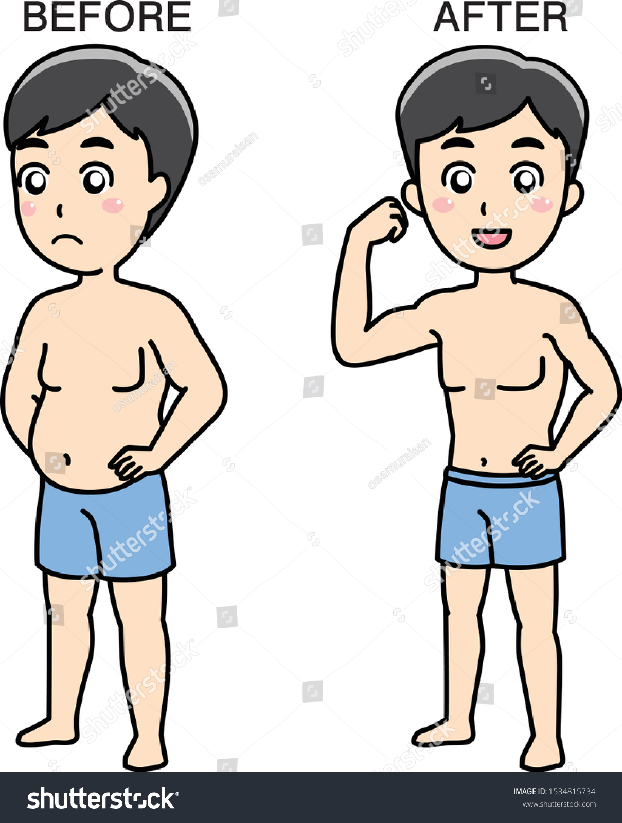 Mens Diet Before After Stock Vector (Royalty Free) 1534815734