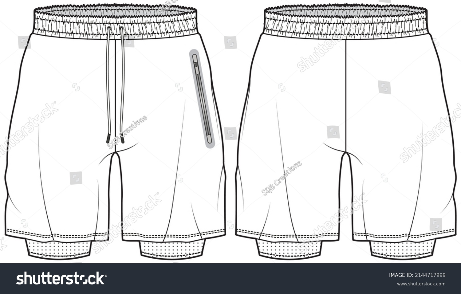 Mens Double Layer Shorts Technical Drawing Stock Vector (Royalty Free ...