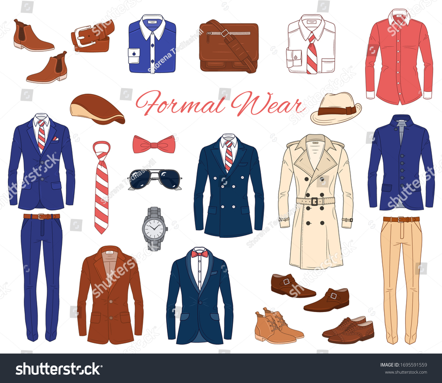 Mens Fashion Set Formal Wear Clothes Stock Vector (Royalty Free) 1695591559  | Shutterstock
