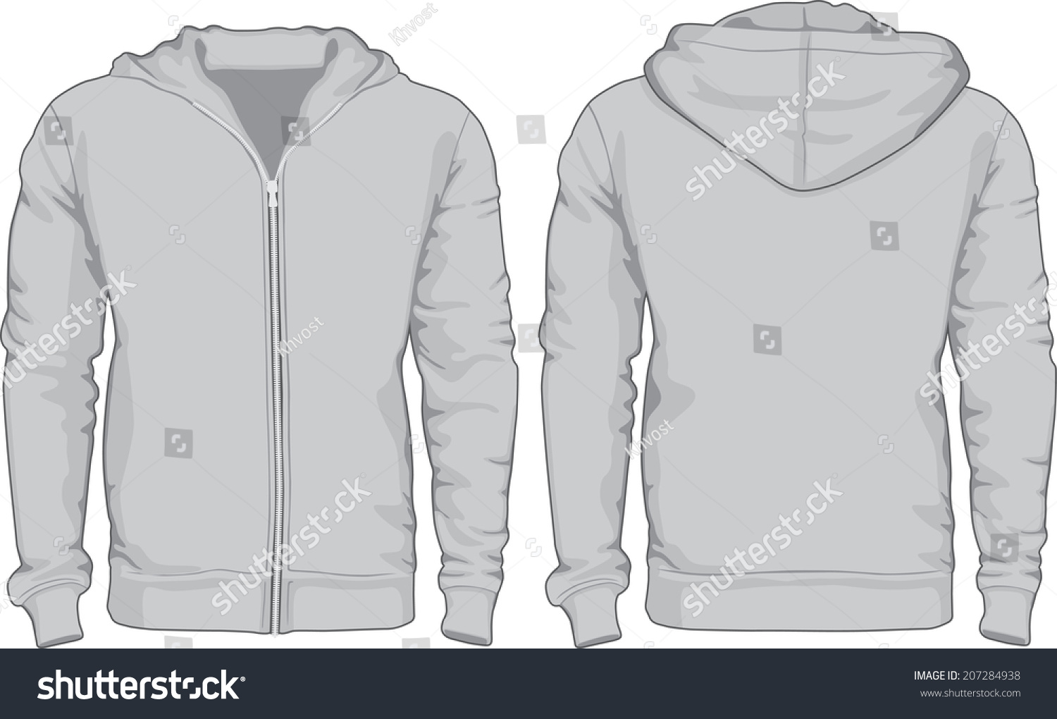 Men'S Hoodie Shirts Template. Front And Back Views. Vector Illustration ...