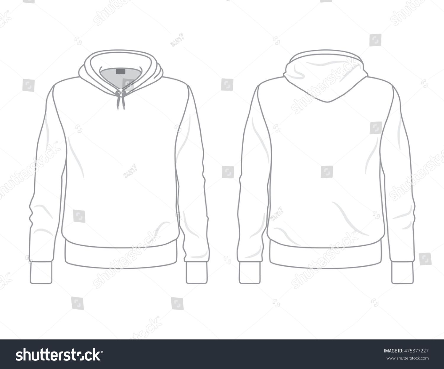 Men'S Hoodie Template, Front And Back View Stock Vector Illustration ...