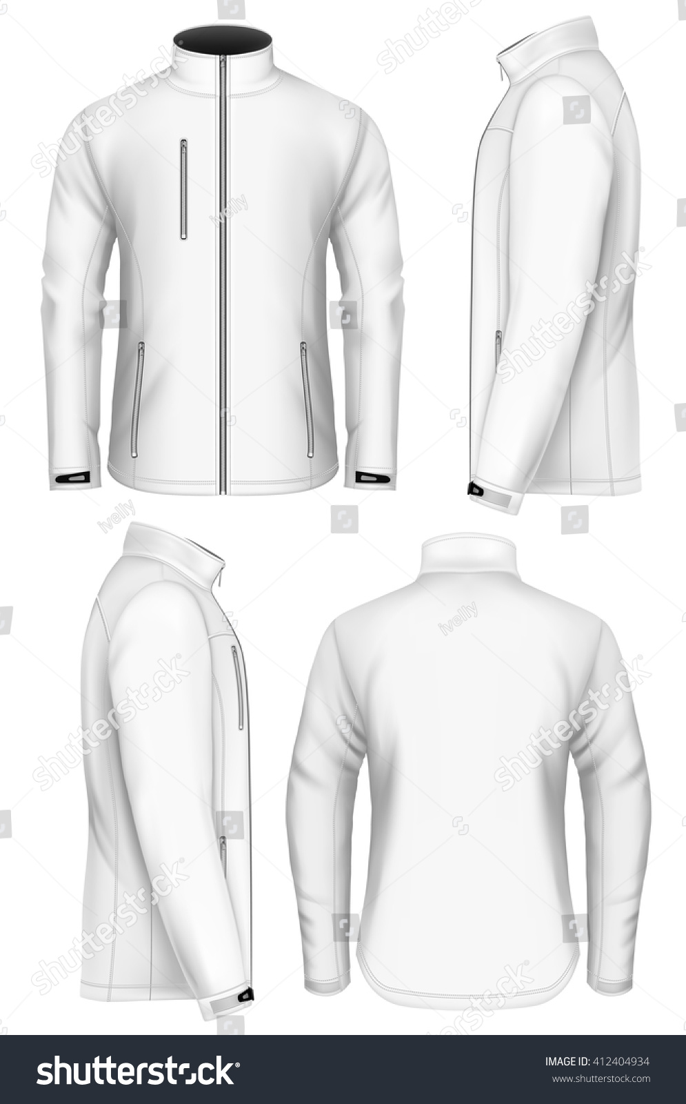 Men'S Softshell Jacket Design Template (Front View, Back And Side Views ...