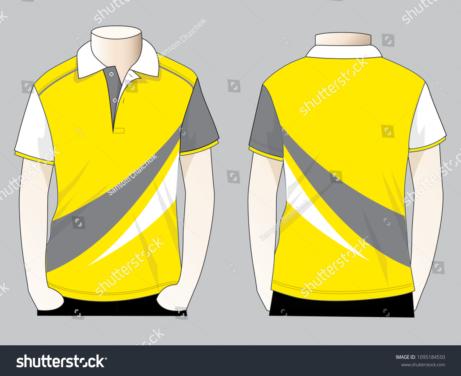 yellow and gray polo shirt