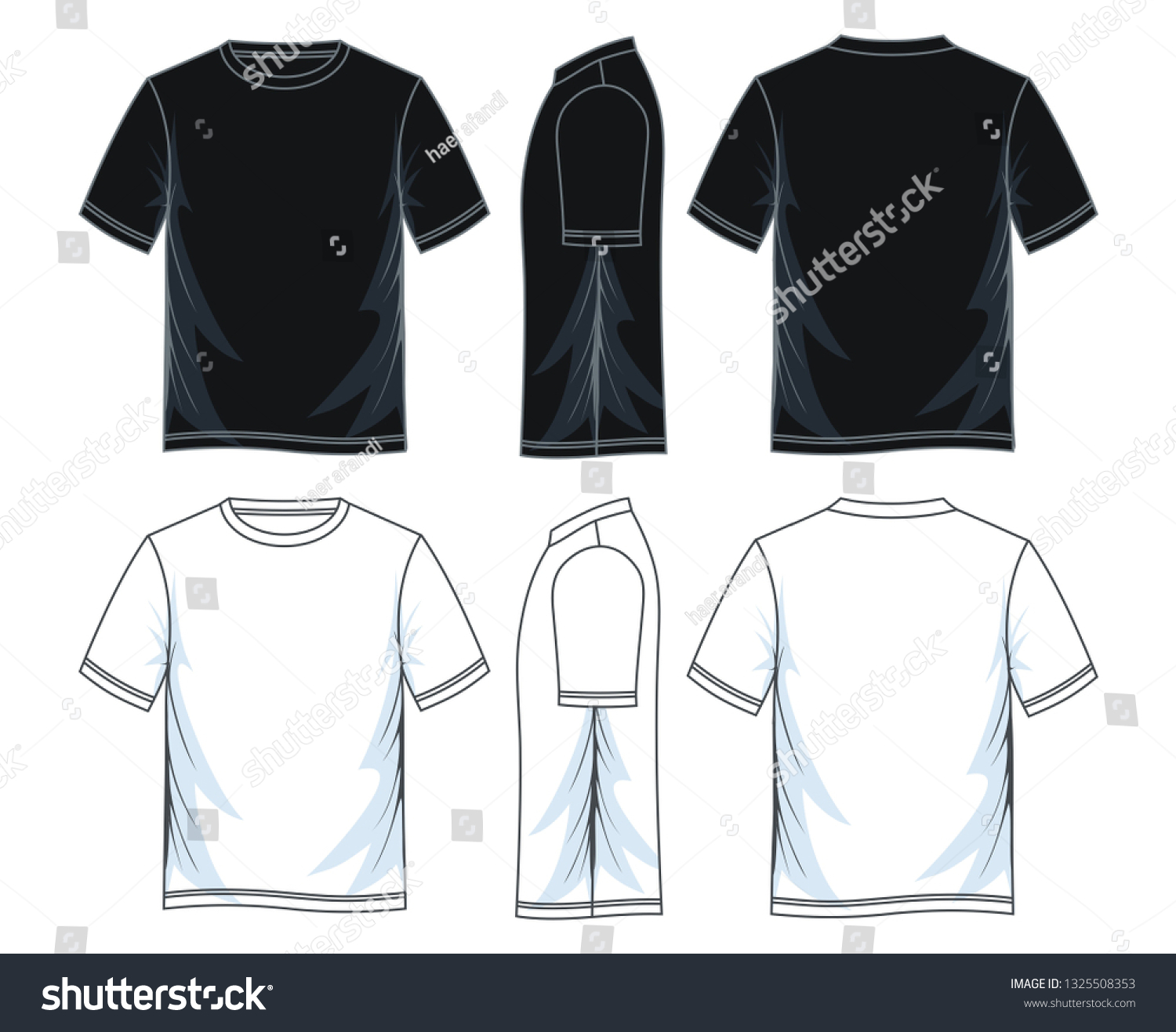Mens Tshirt Templates Black White Color Stock Vector (Royalty Free ...