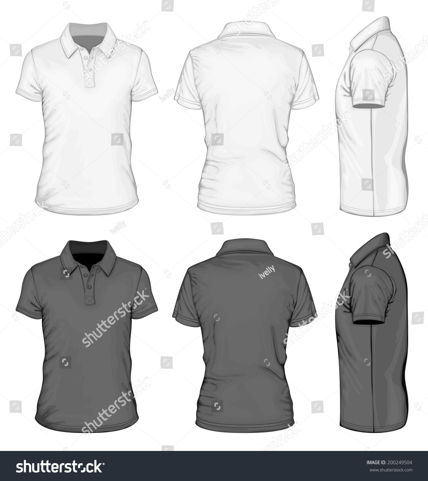 Download Mens White Black Short Sleeve Poloshirt Stock Vector ...