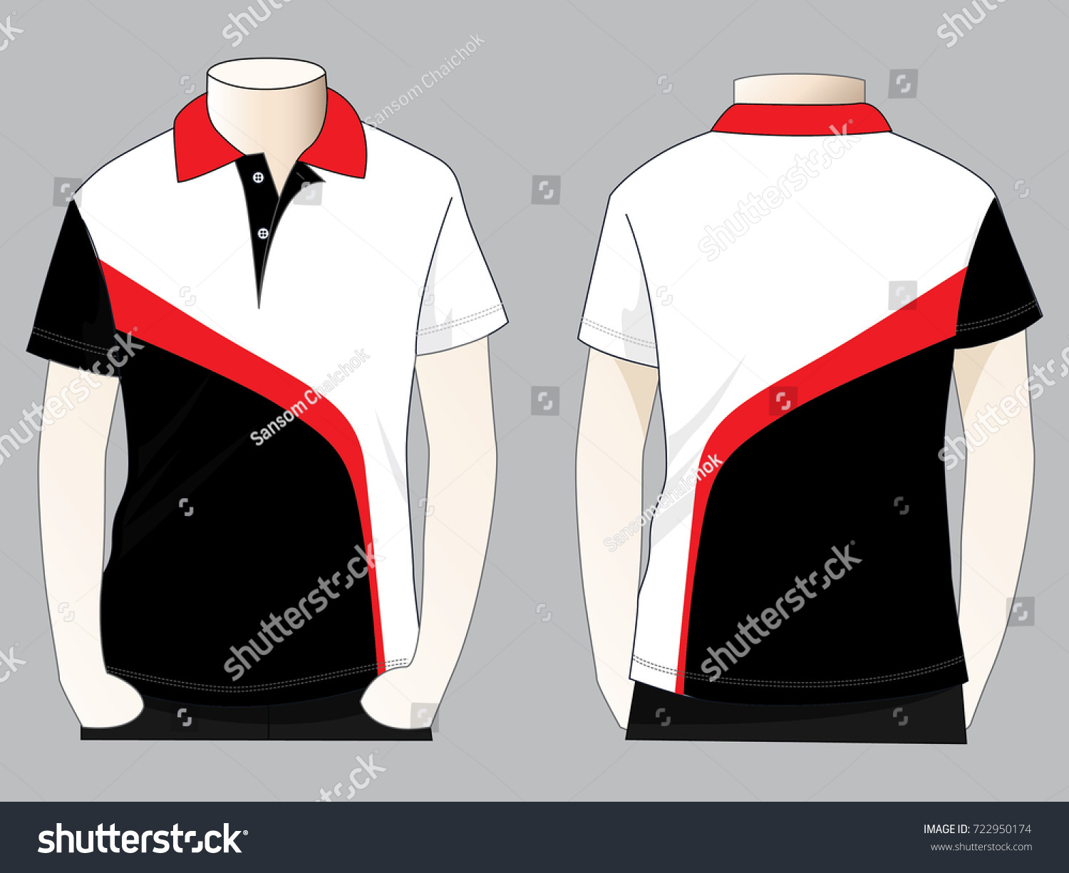 red white black polo shirt