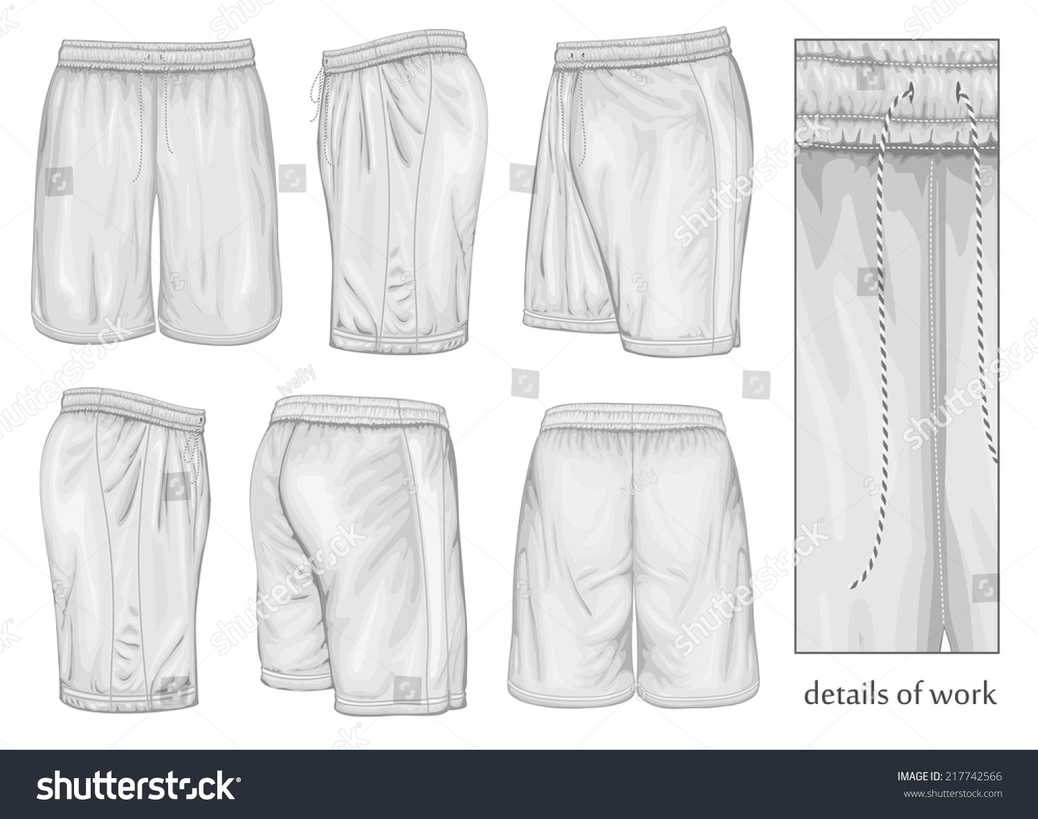 Mens White Sport Shorts Front Back Stock Vector 217742566 - Shutterstock
