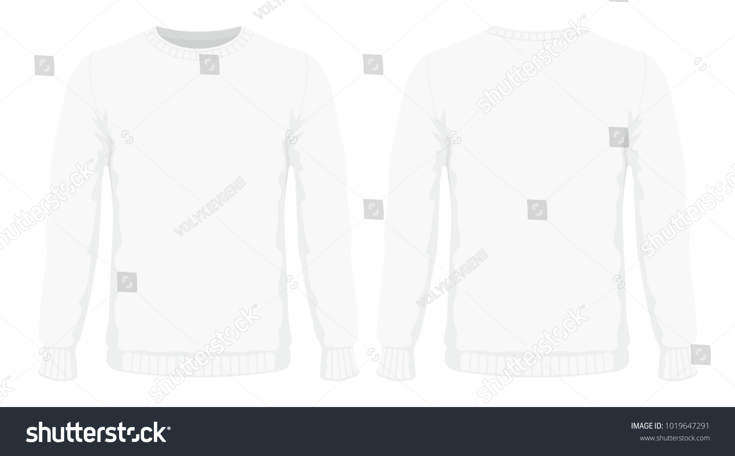 Mens White Sweater Front Back Views Stock Vector (Royalty Free) 1019647291