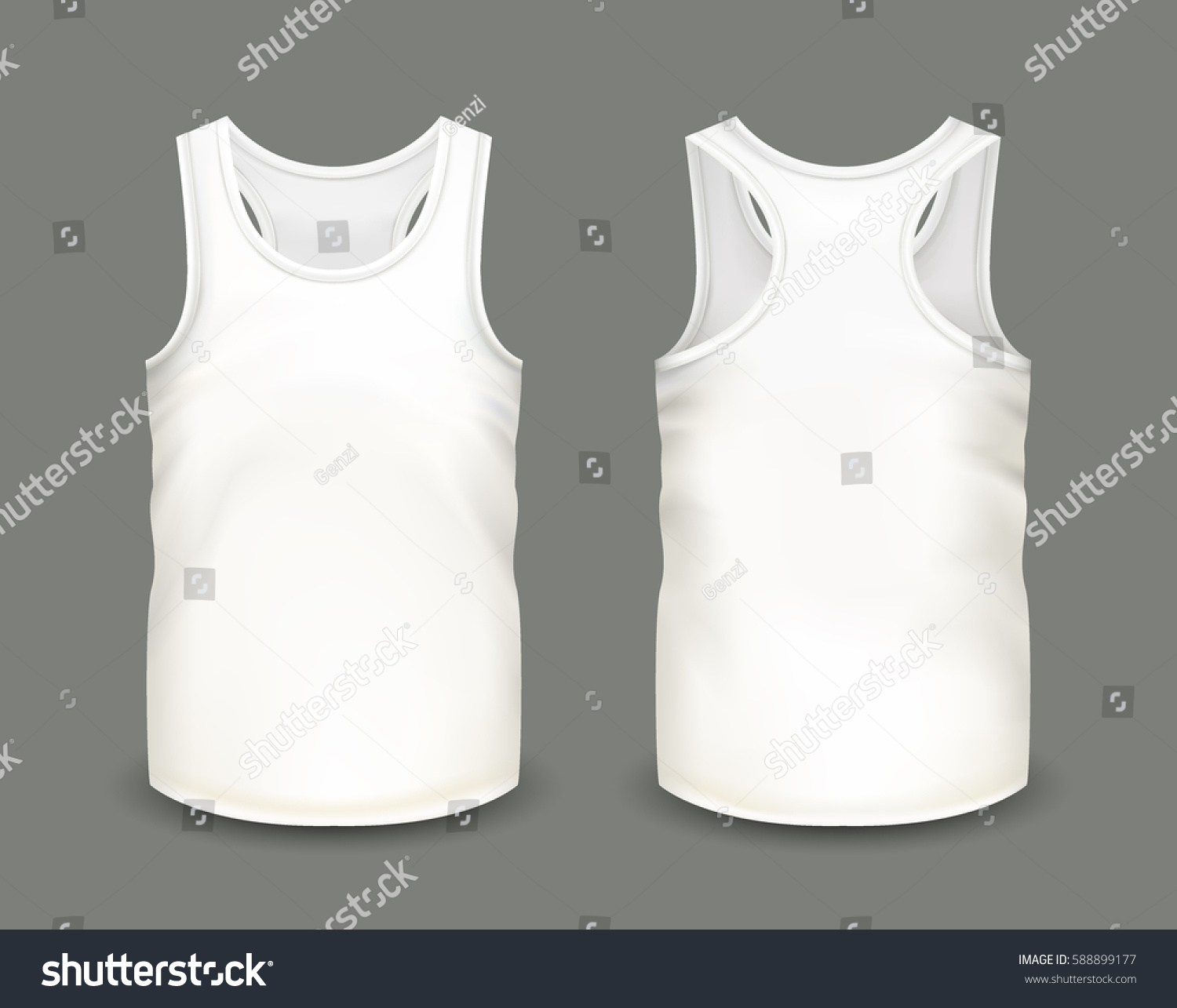 Mens White Tank Top Without Sleeves Stock Vector (Royalty Free