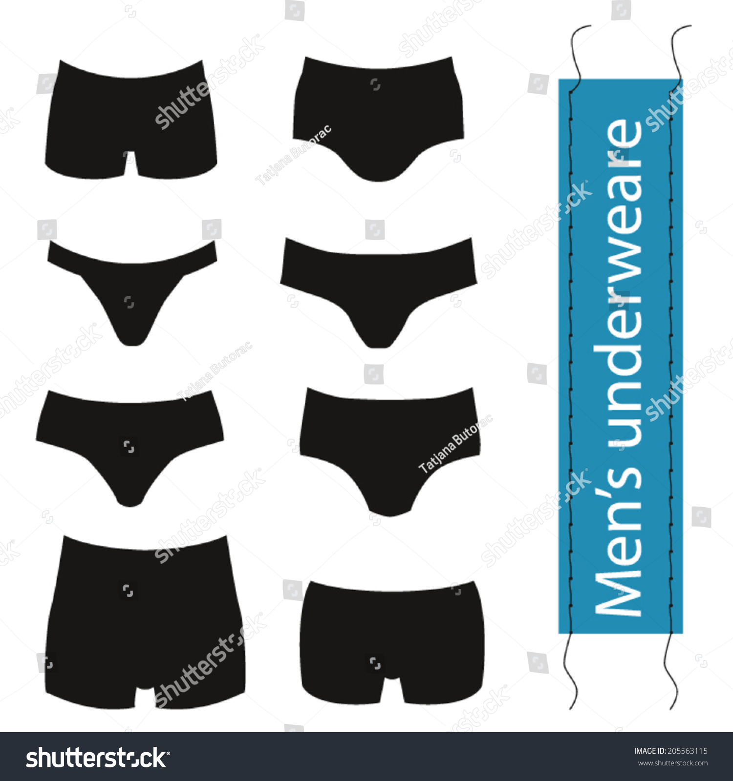 Men Underwear Pants Silhouette Stock Vector Illustration 205563115 ...