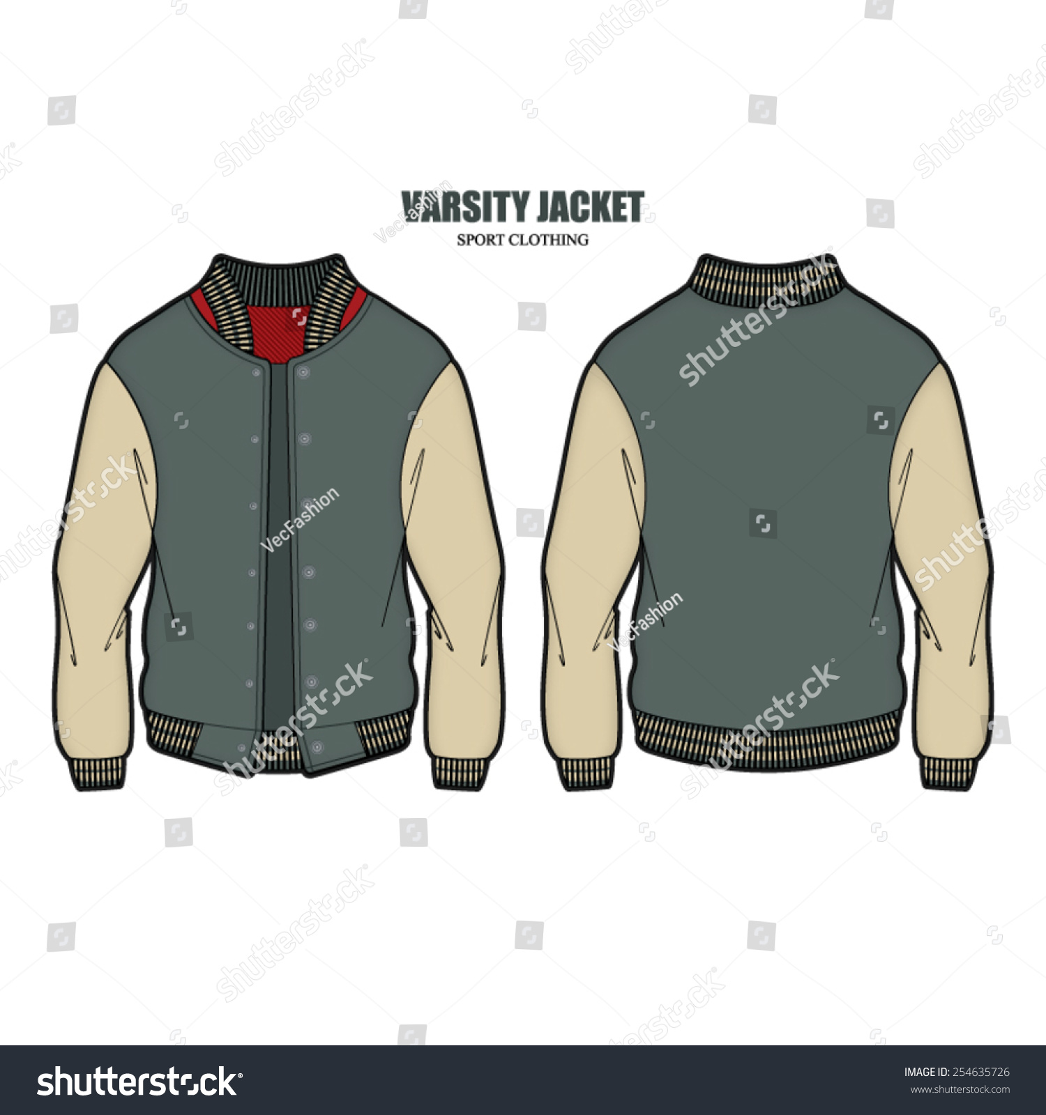 Men Varsity Jacket Vector Template Stock Vector (Royalty Free ...