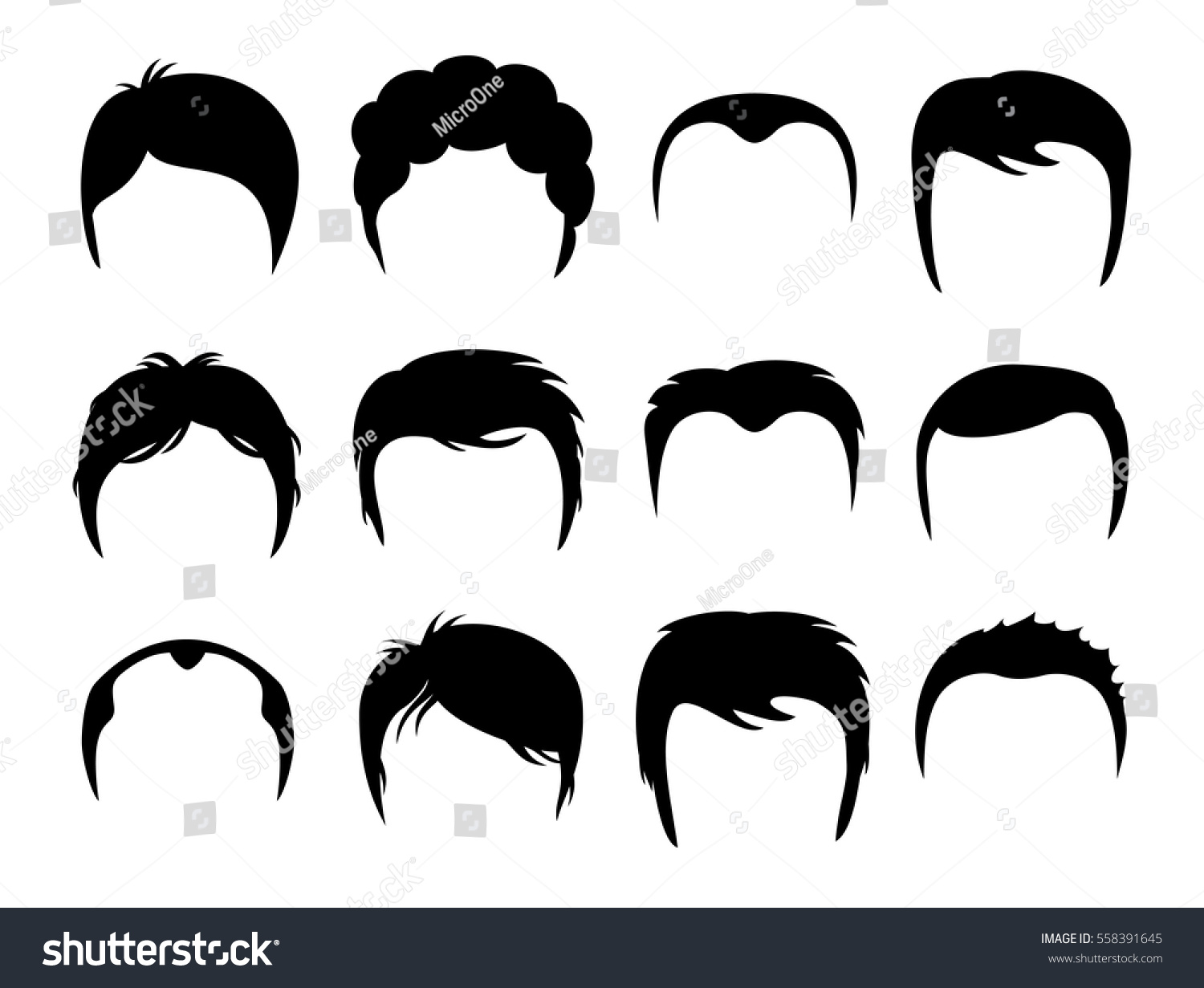 Men Vector Silhouette Shapes Haircuts Illustration Stock Vector ...