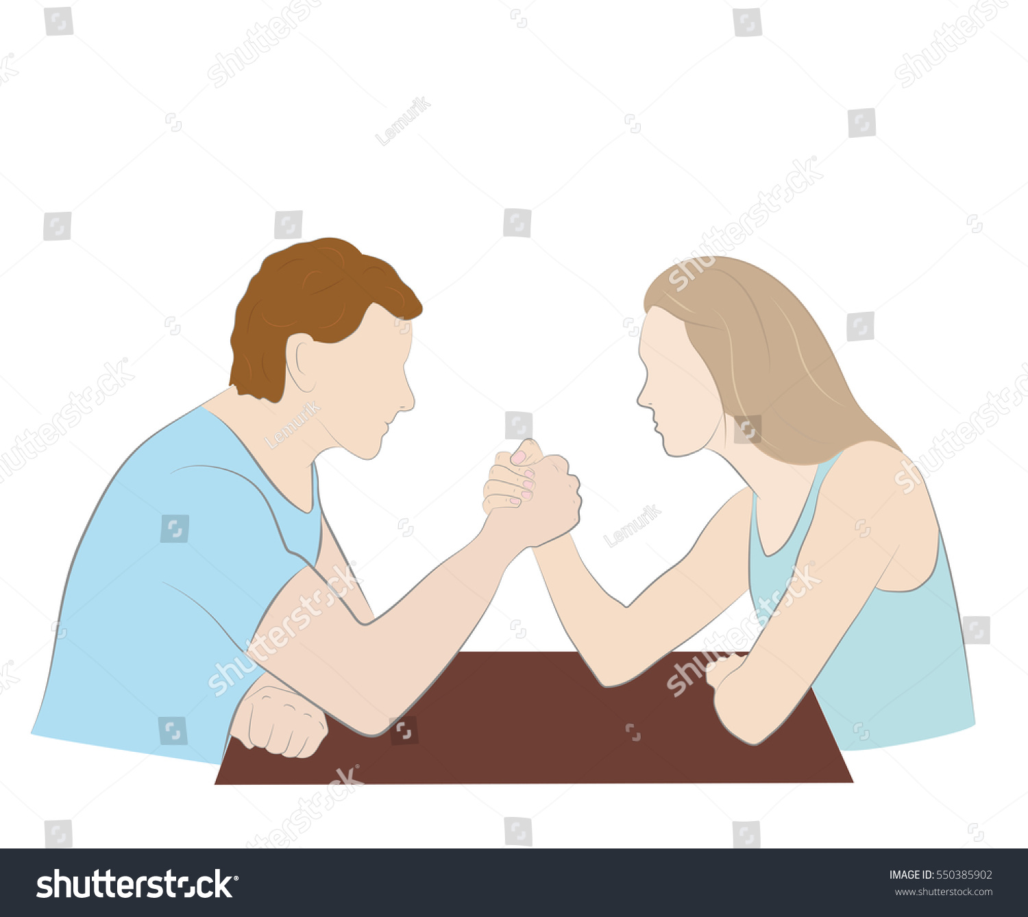 Men Vs Women Arm Wrestling Vector Vector De Stock Libre De Regalías