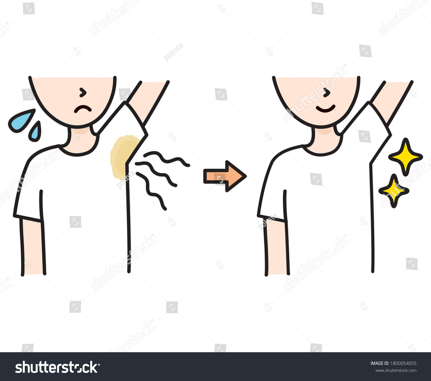 Men Who Suffer Armpits Yellowing On Stock Vector (Royalty Free ...