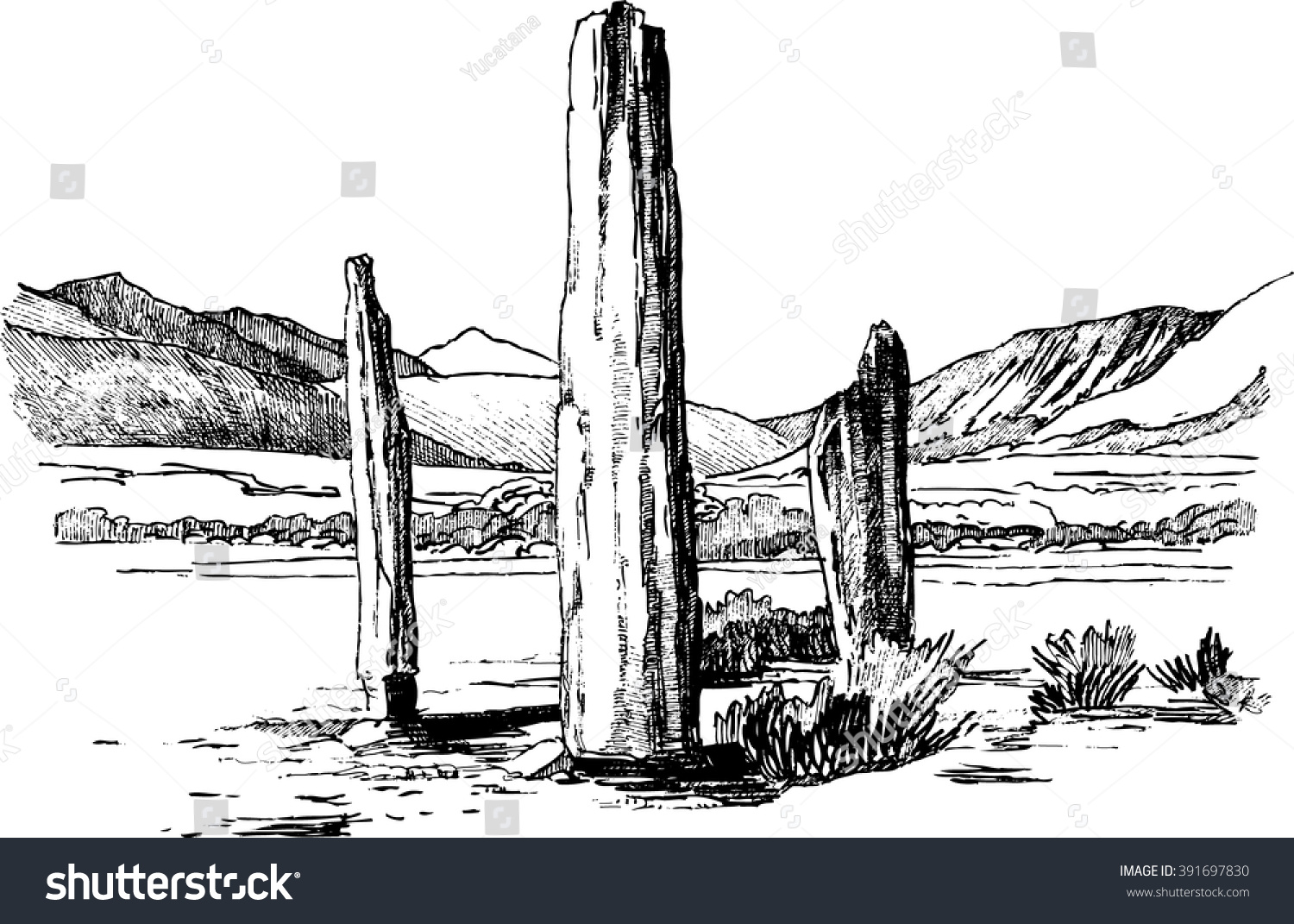 Menhirs Vector Illustration Graphic Drawing Megalithsstone Stock Vector 391697830 ...1500 x 1071