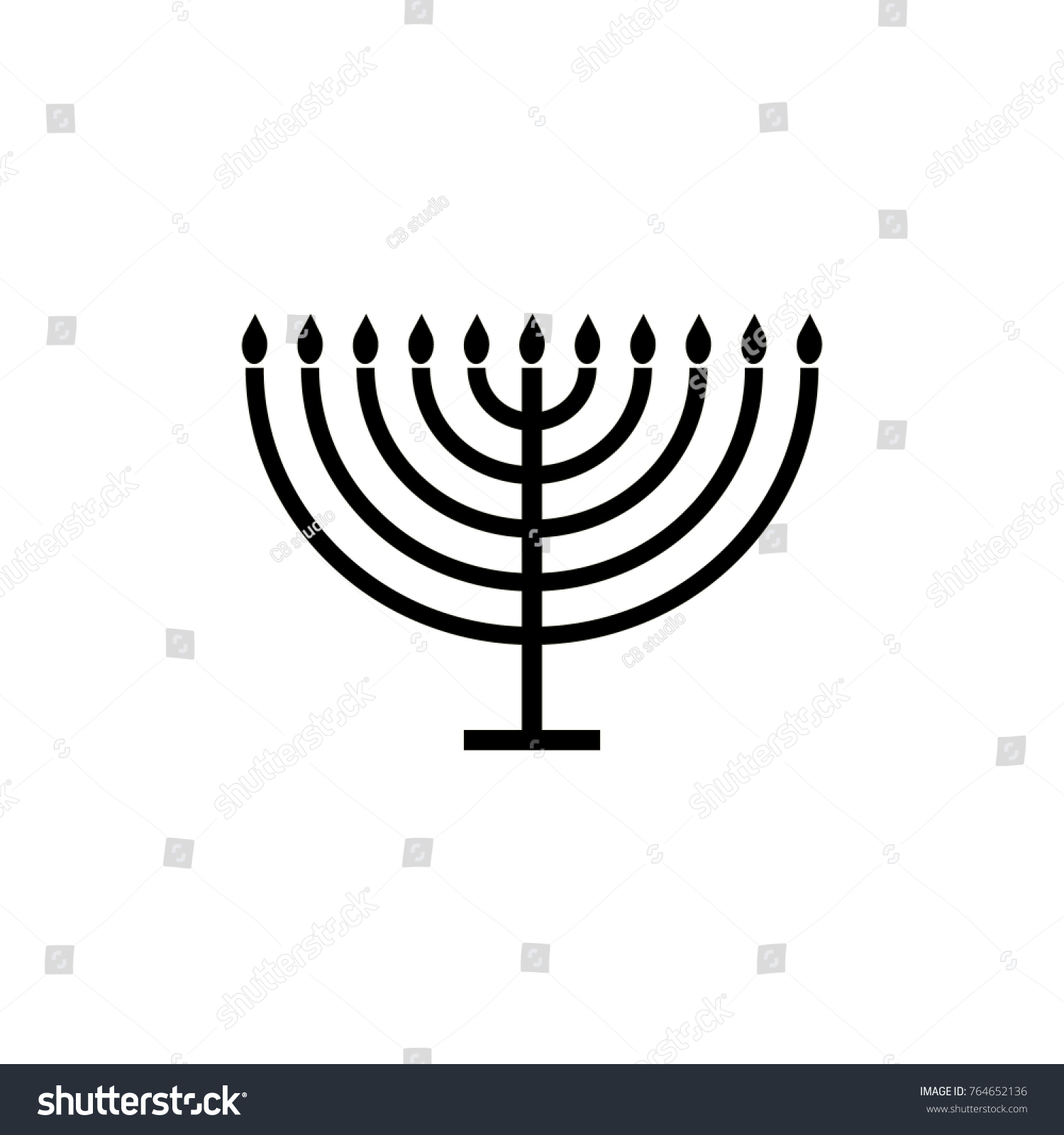black menorah symbol on white background clip art preview
