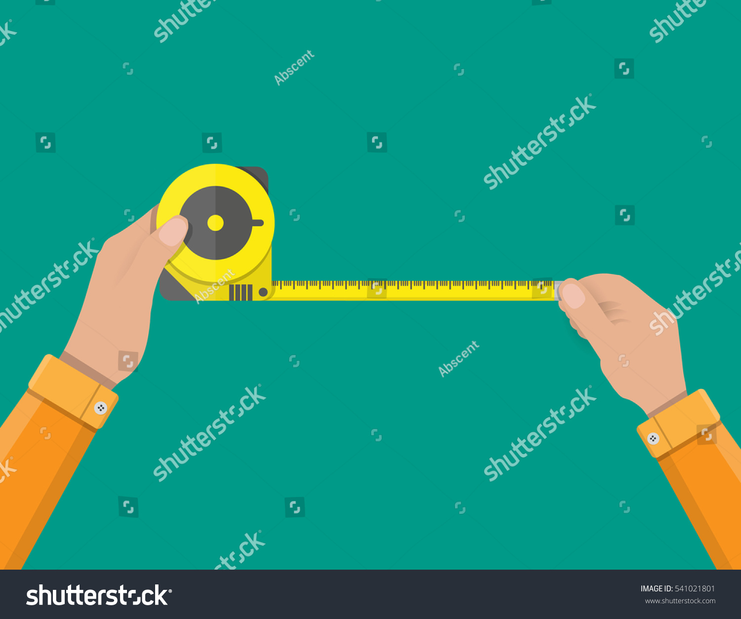 Mens Hands Hold Measuring Tape Construction Stock Vector (Royalty Free ...