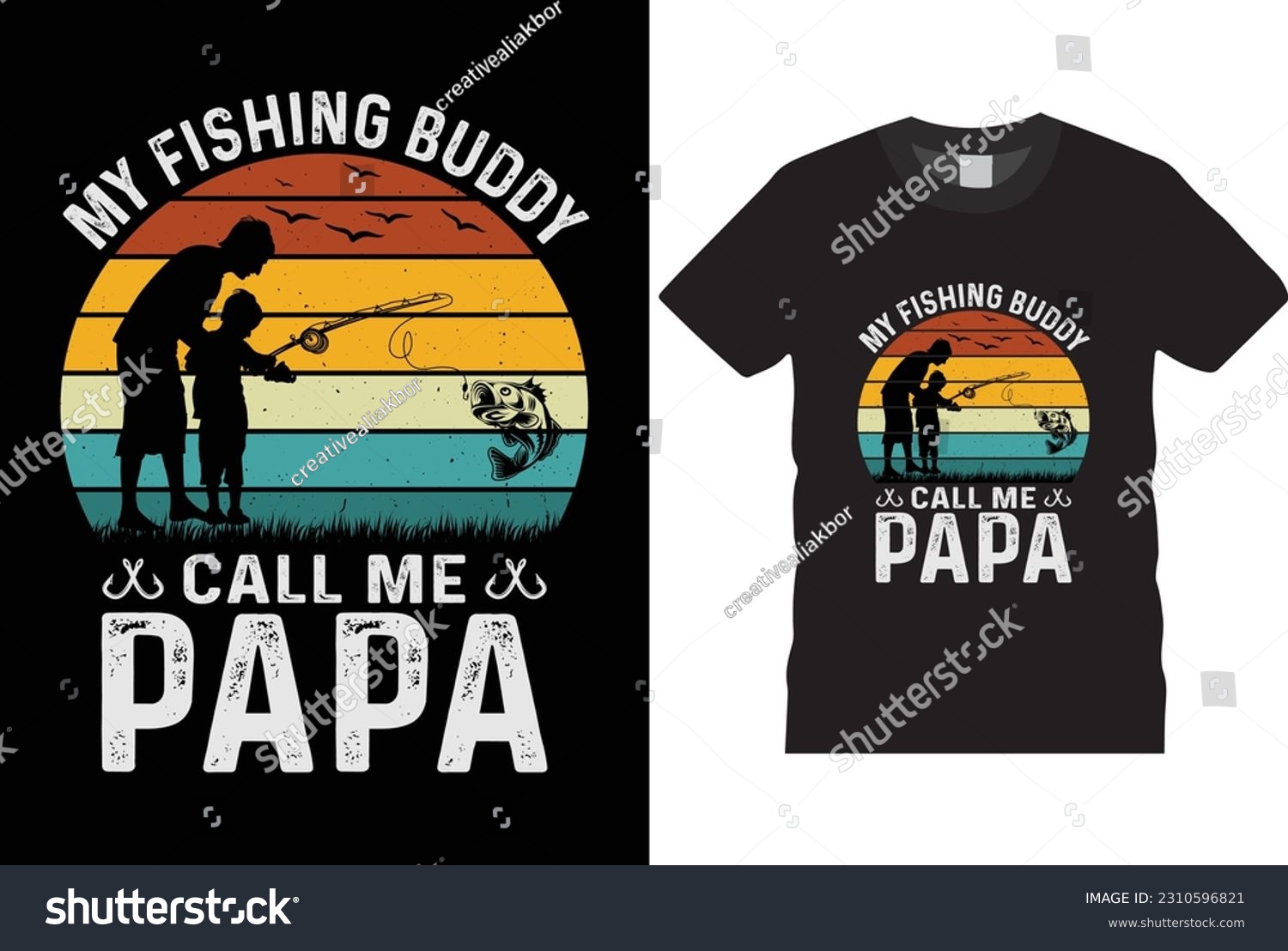 SVG of Mens My Fishing Buddy Calls Me Papa T-Shirt Funny Fathers Day Graphic Vintage retro Typography tshrit Design Template Pritn Ready Vector Svg Tshrit 
 svg