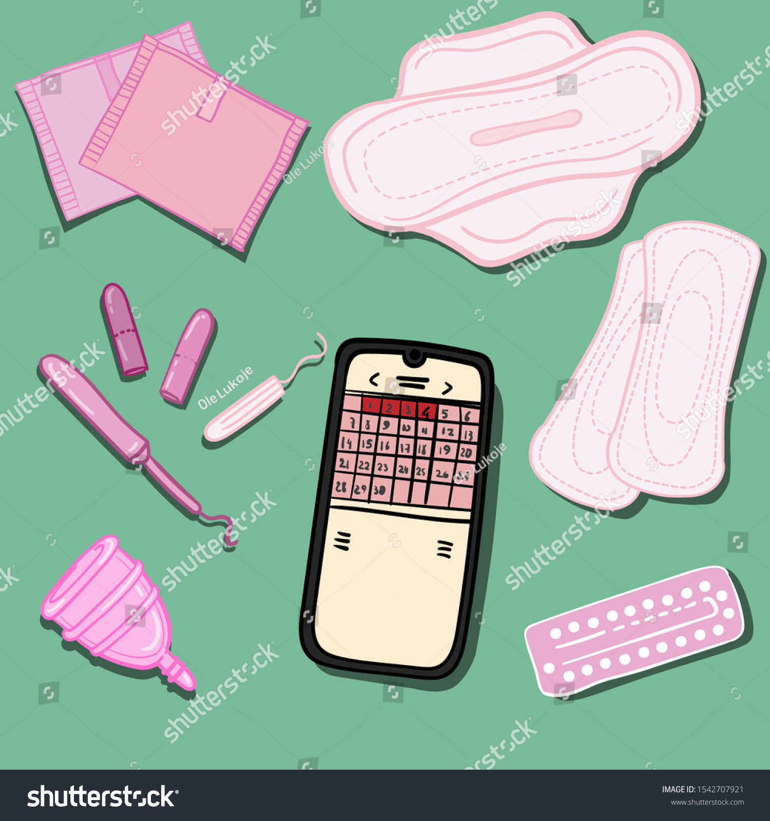 Menstrual Cycle Vector Doodle Hand Drawn 库存矢量图（免版税）1542707921 Shutterstock 2311