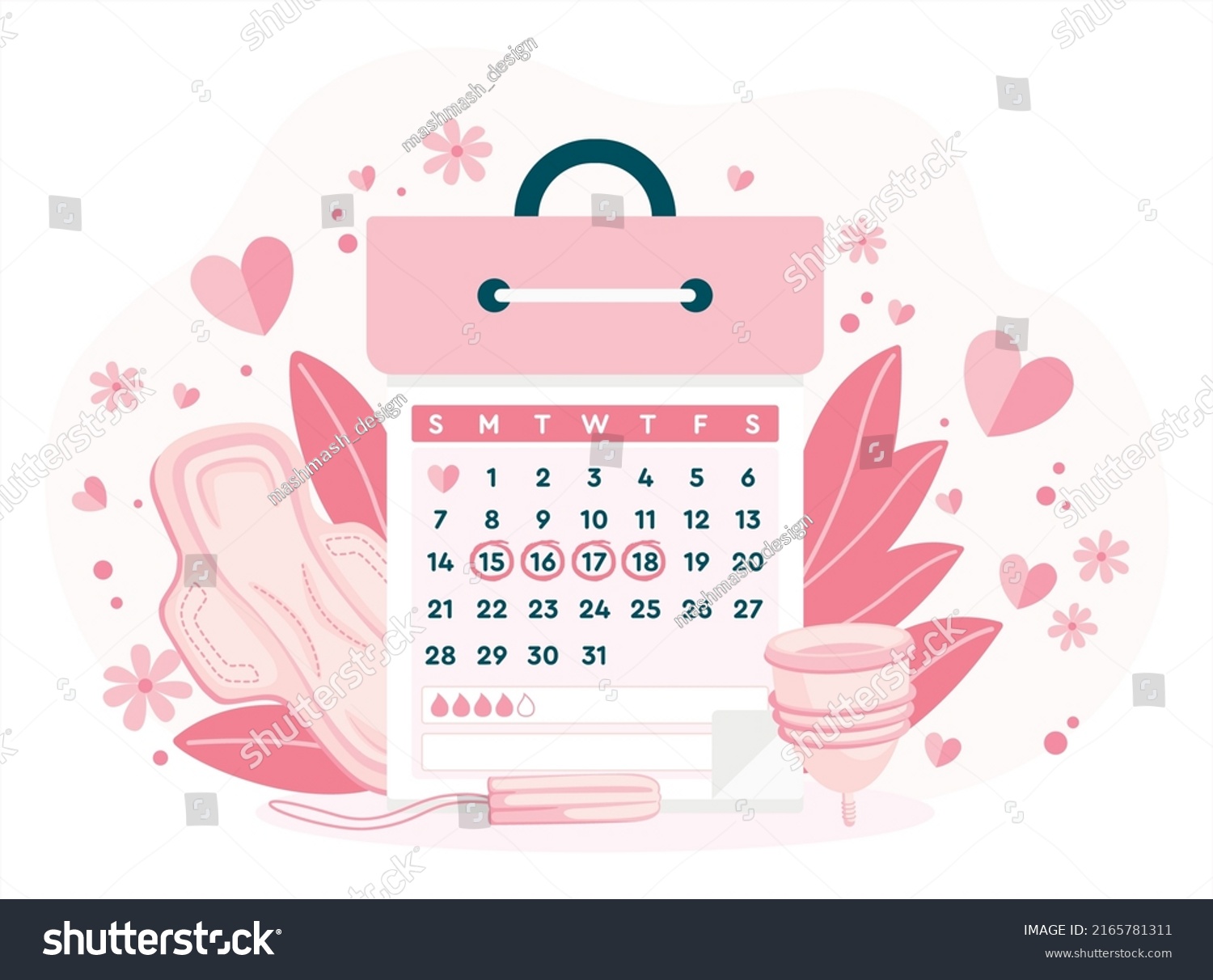 Menstrual Period Calendar Tampon Womens Sanitary Stock Vector Royalty Free 2165781311 7441