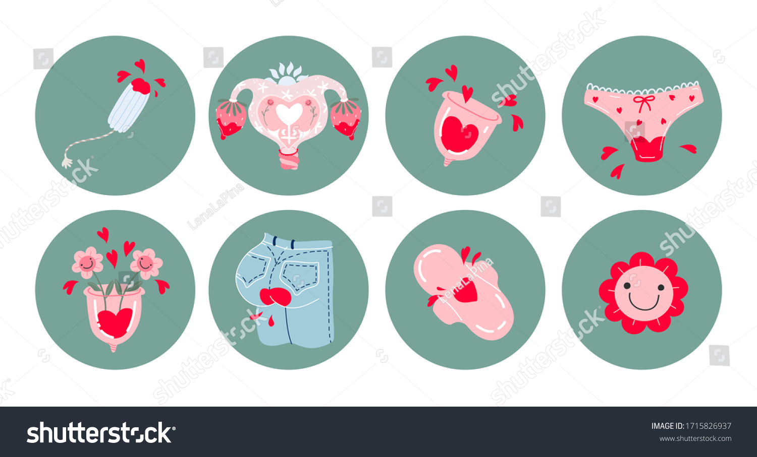 Menstrual Period Icon Set Set Hand Stock Vector Royalty Free 1715826937 3240