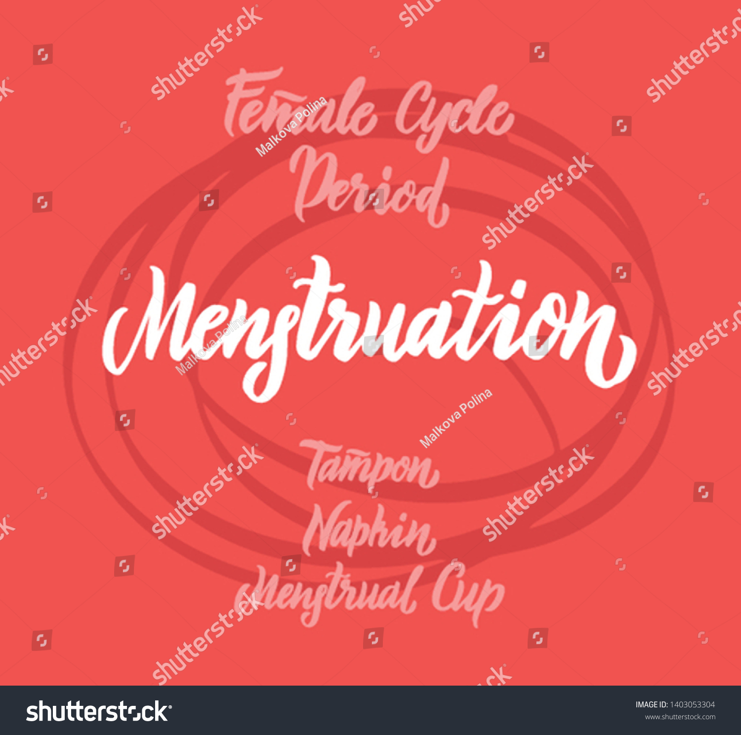 Menstruation Hand Written Lettering Words Period Stock Vector Royalty Free 1403053304 1597