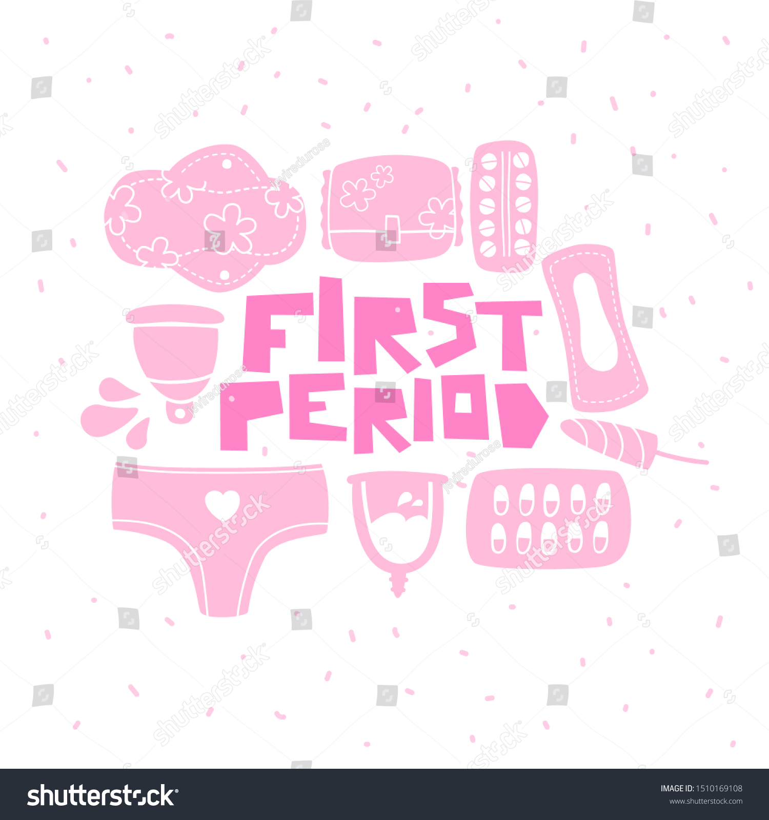 Menstruation Vector Illustration Hand Drawn Lettering 스톡 벡터로열티 프리 1510169108 Shutterstock 1386
