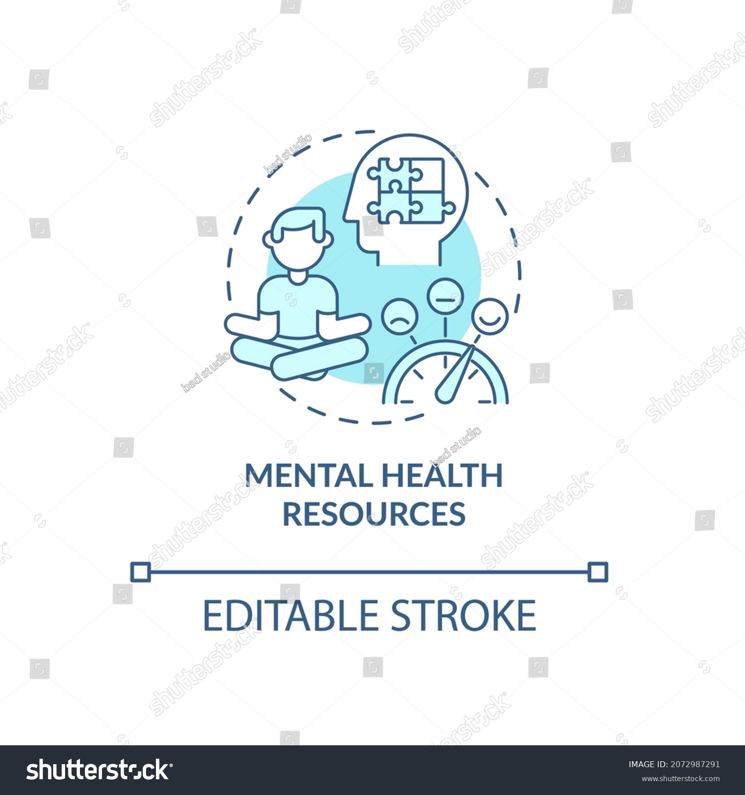 SVG of Mental health resources blue concept icon. Employees benefits abstract idea thin line illustration. Wellbeing at work. Job satisfaction. Vector isolated outline color drawing. Editable stroke svg