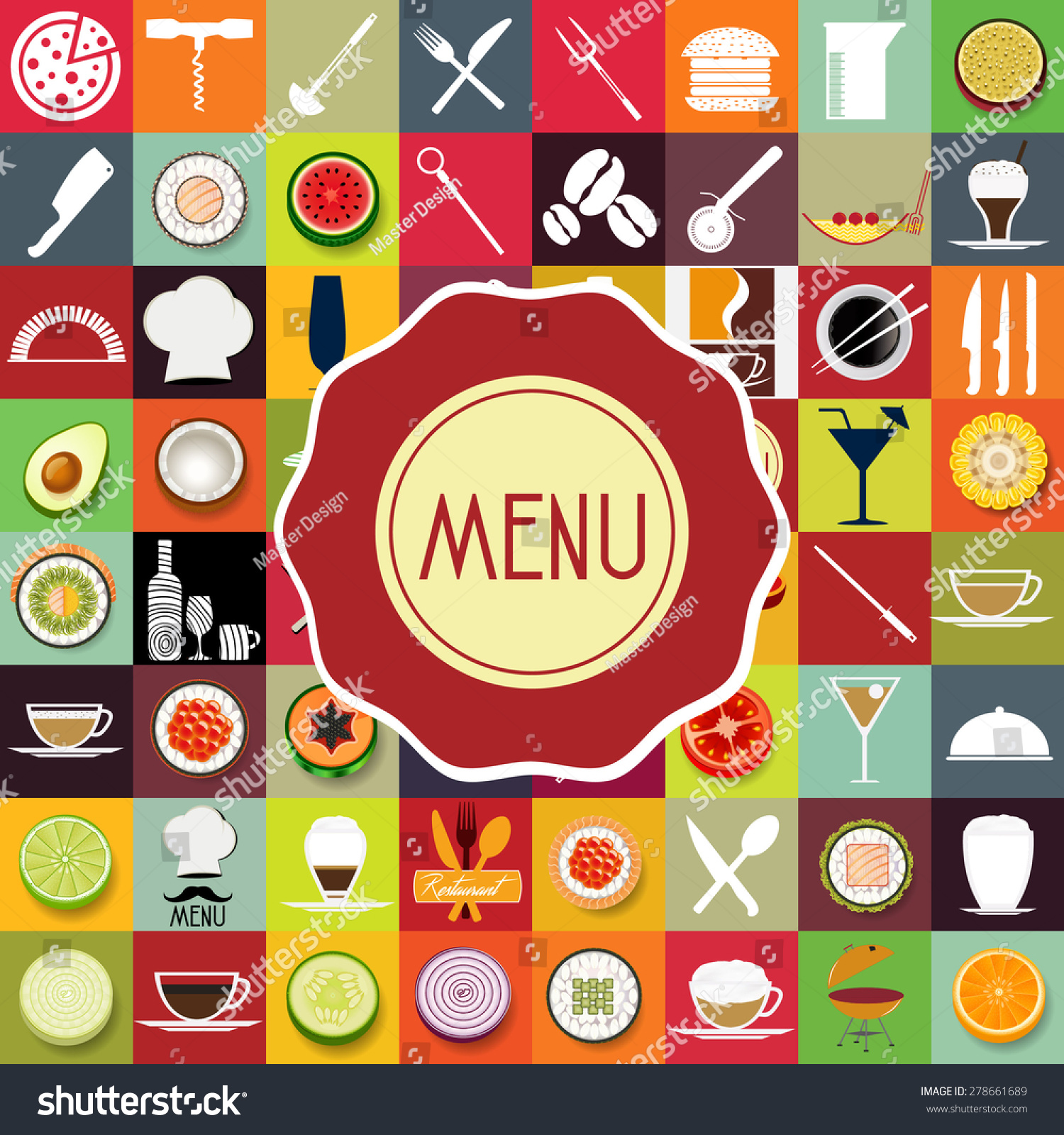 Menu Logo With Icons Of Restaurants Stock Vector Illustration 278661689