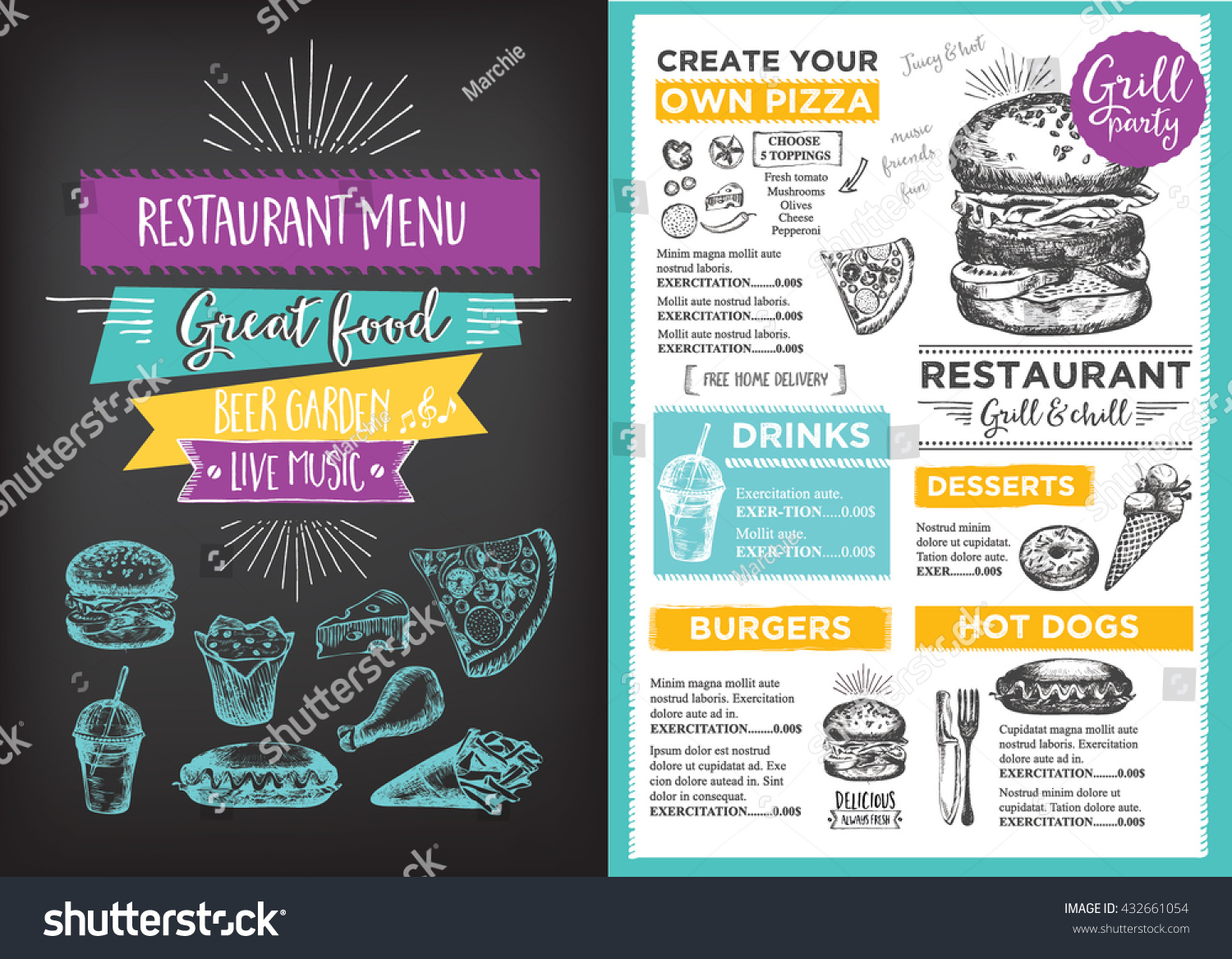 Menu Placemat Food Restaurant Brochure Menu Stock Vector Royalty Free