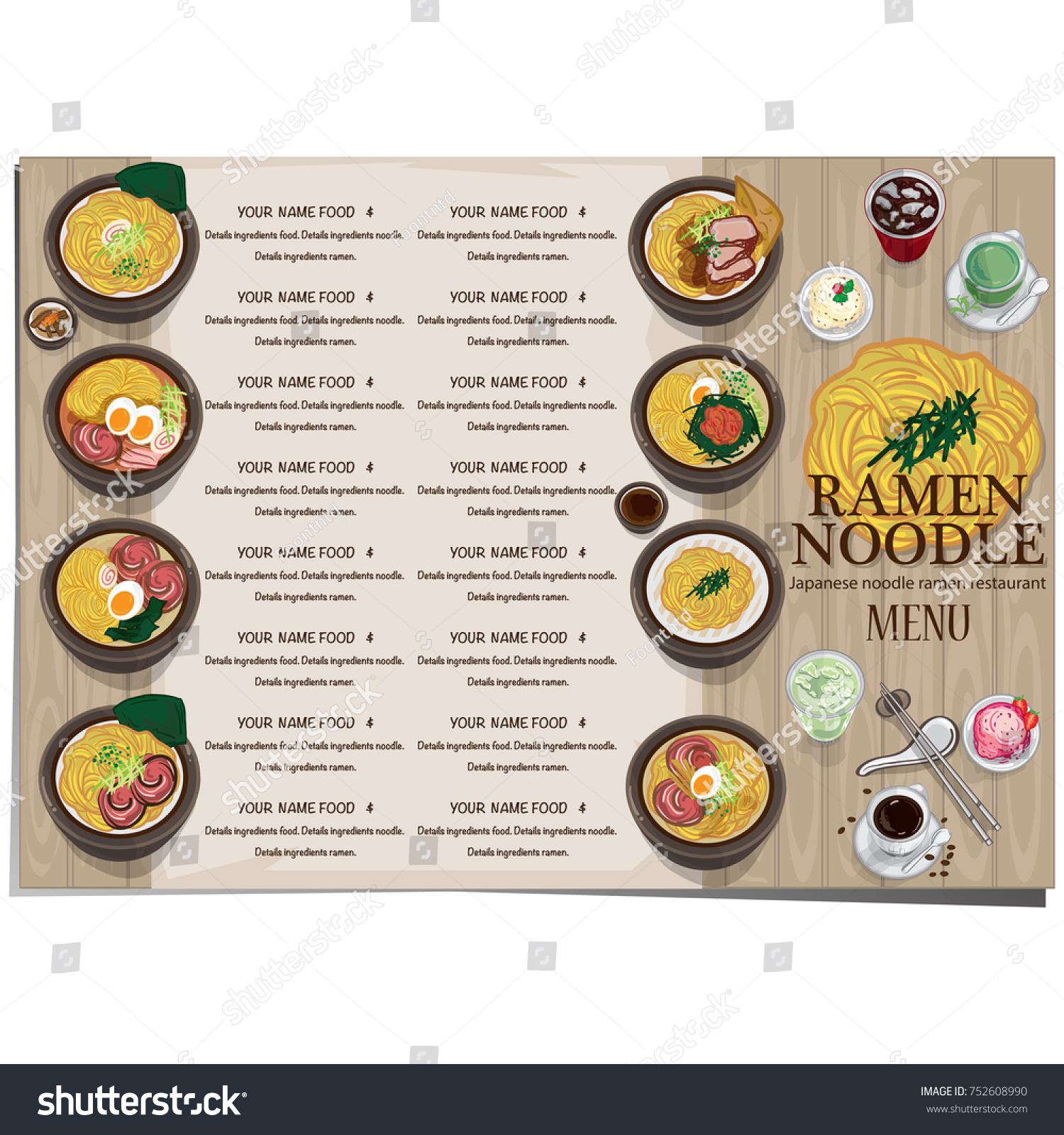 Menu Ramen Noodle Japanese Food Template Stock Vector Royalty Free