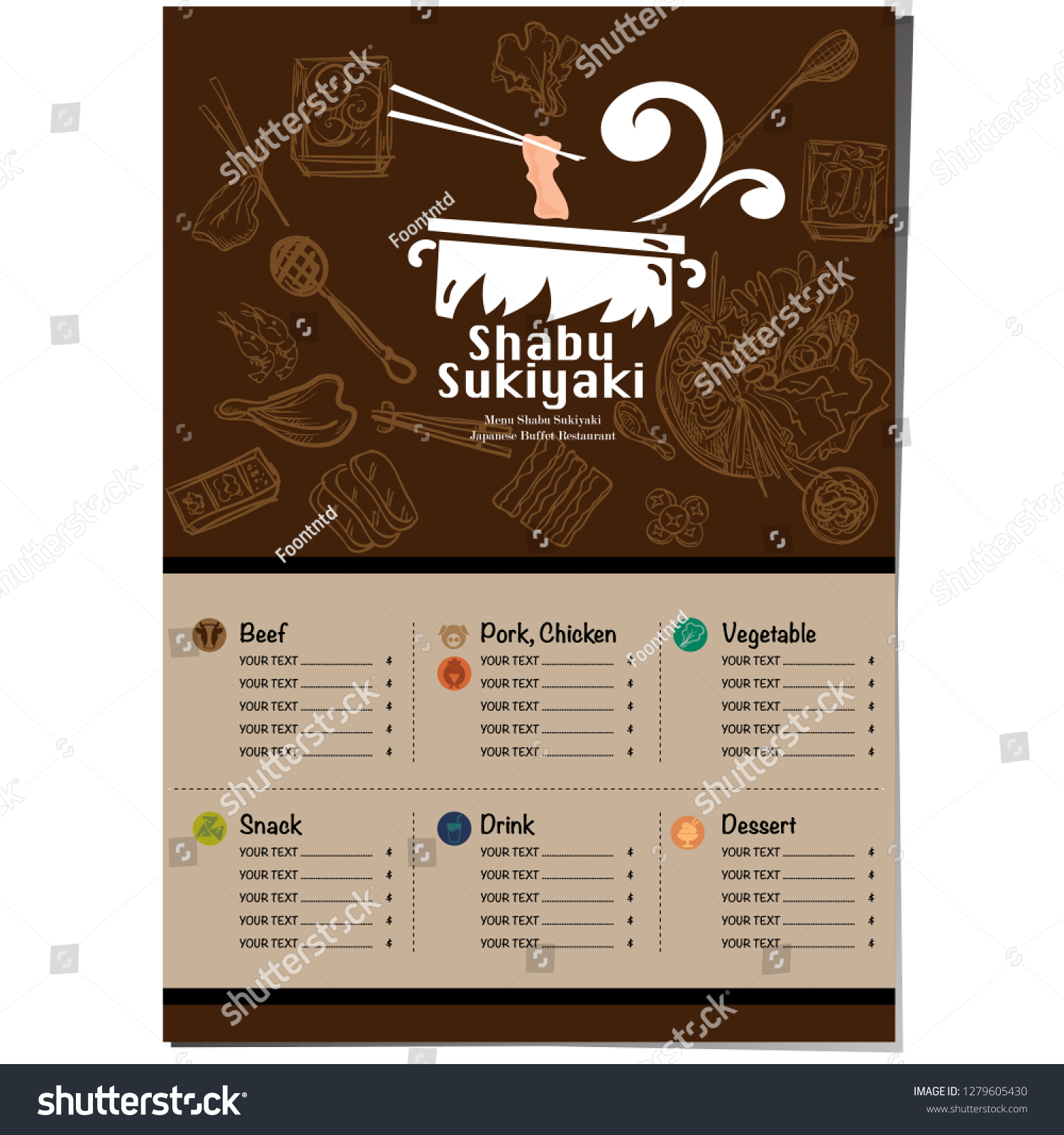 Menu Shabu Sukiyaki Restaurant Template Design Stock Vector (Royalty ...