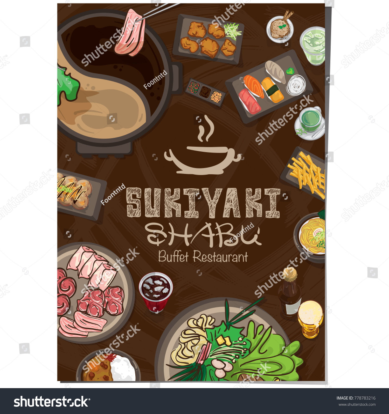 Menu Shabu Sukiyaki Restaurant Template Design Stock Vector (Royalty ...