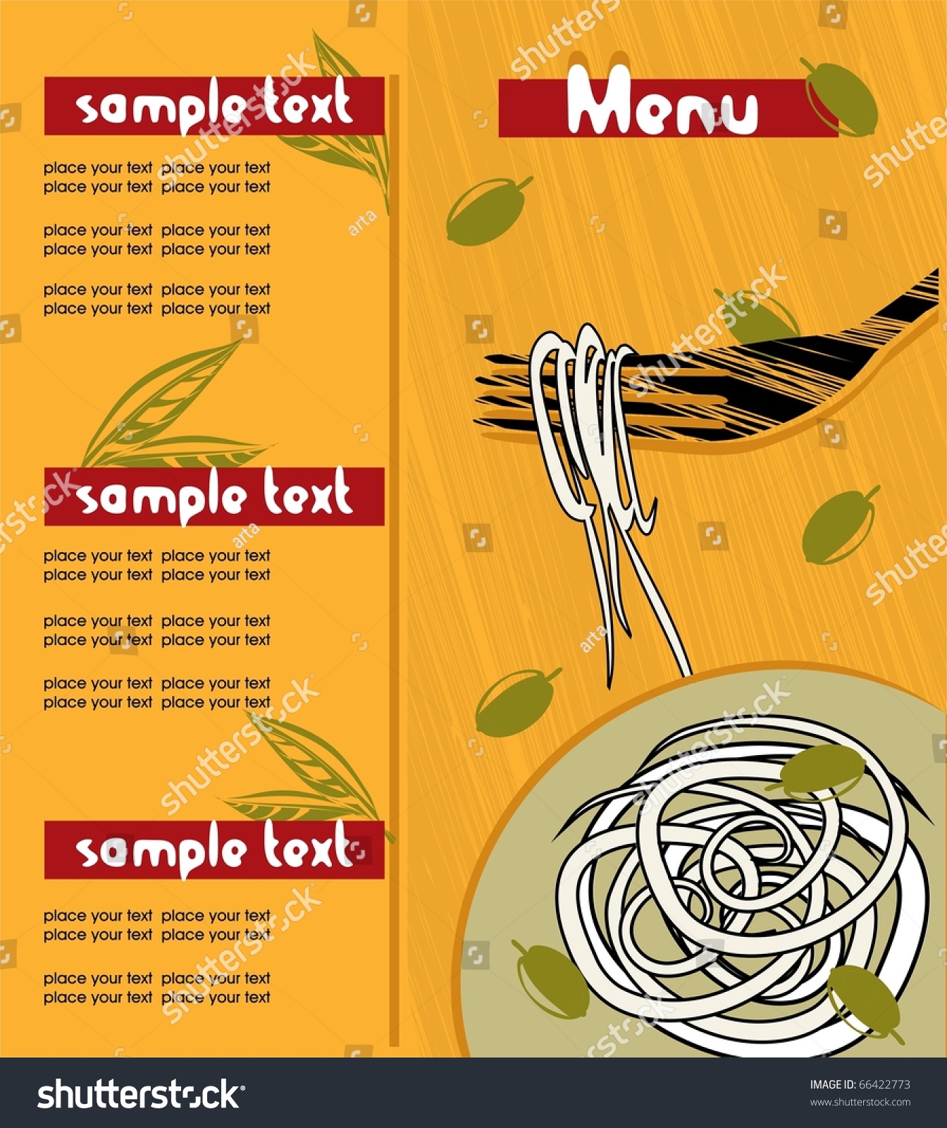 Menu Template Pasta Olives Funny Style Stock Vector (Royalty Free Throughout Fun Menu Templates